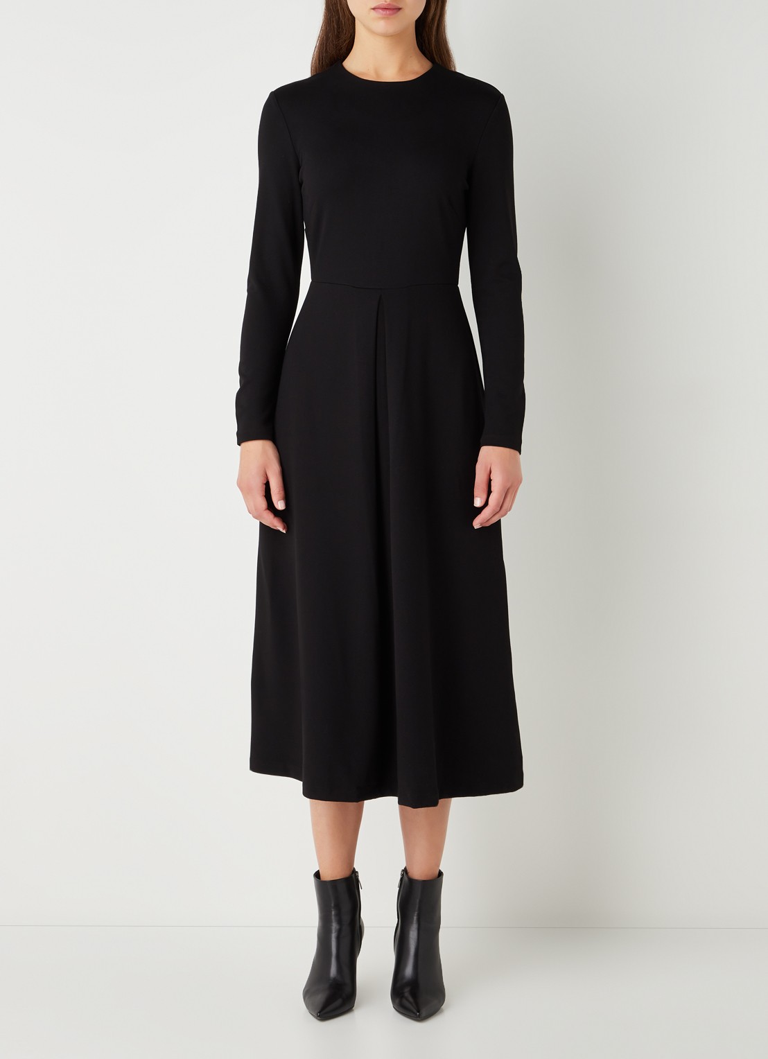L.K.Bennett Maria midi jurk met plooidetail • Zwart • de Bijenkorf