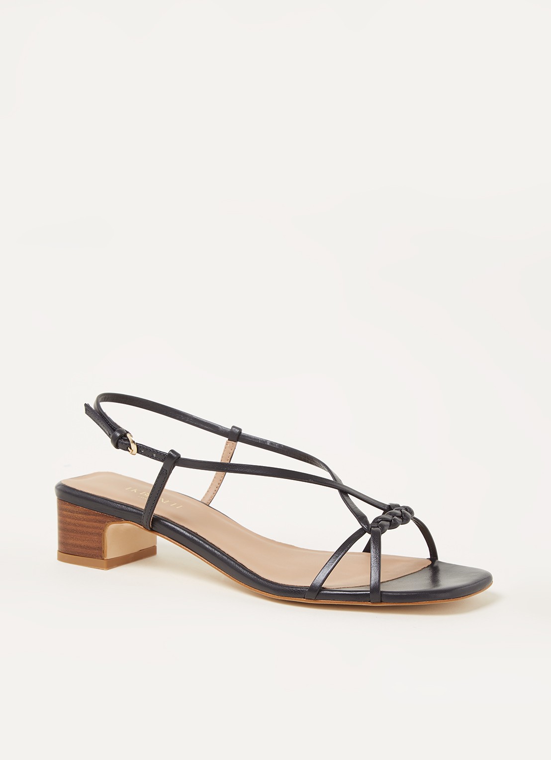 L.K.Bennett Sabrina sandalette van leer - voorkant 4 donkerblauw