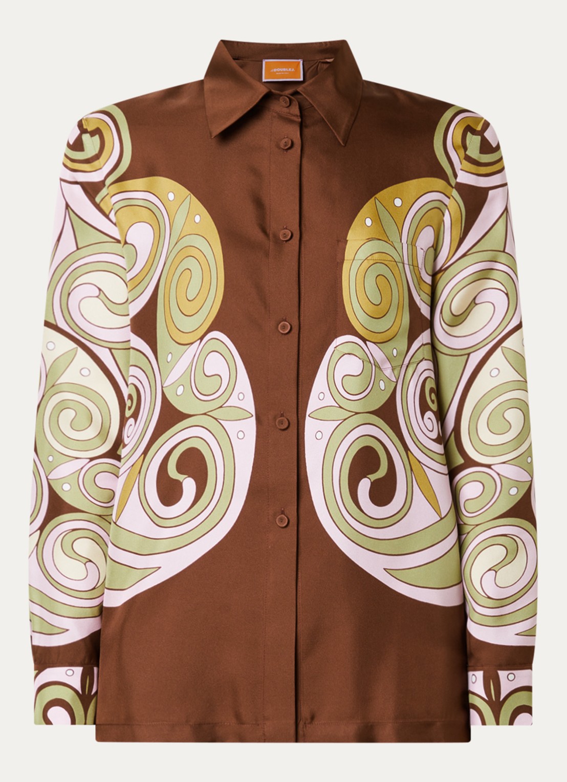La DoubleJ Boy blouse van zijde met print - voorkant 2 roodbruin