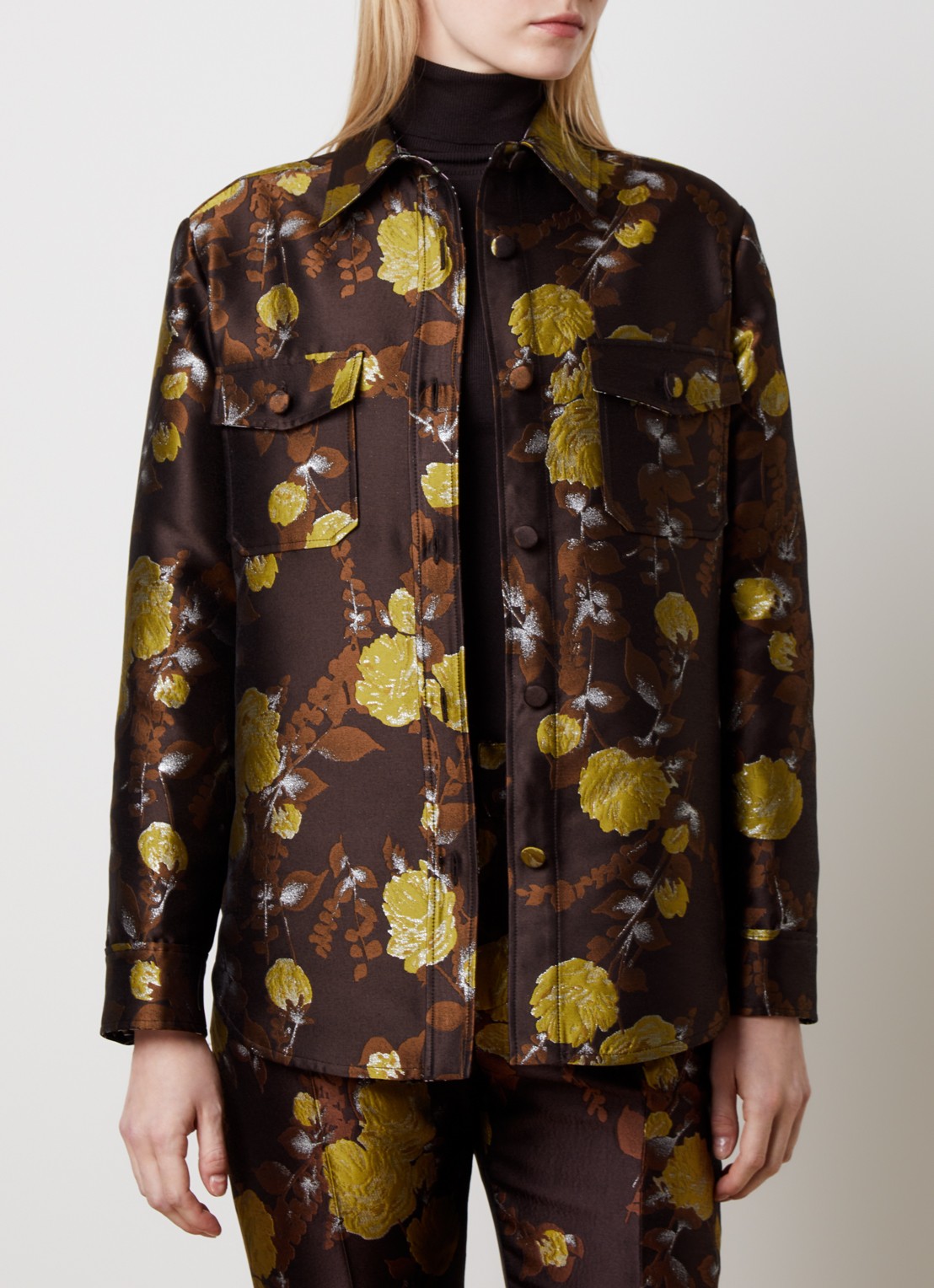 La DoubleJ Jack met ingebreid print - detail donkerbruin