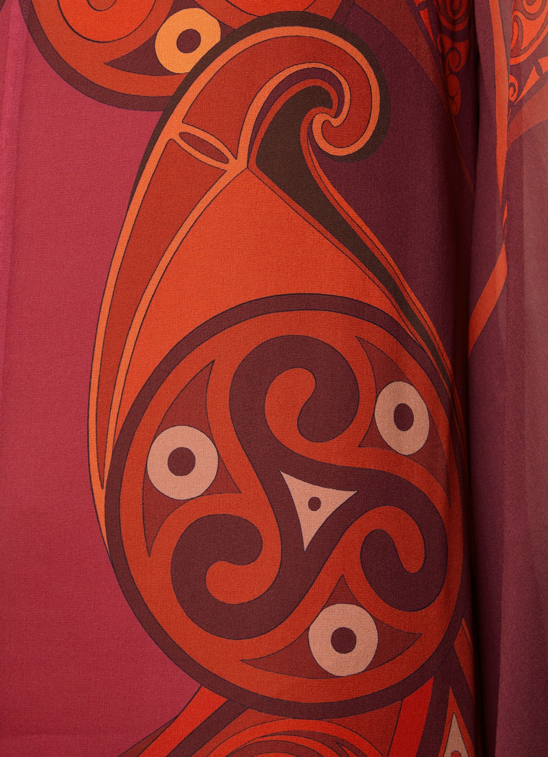 La DoubleJ Magnifico midi tuniekjurk van zijde met print - detail 2 donkerrood