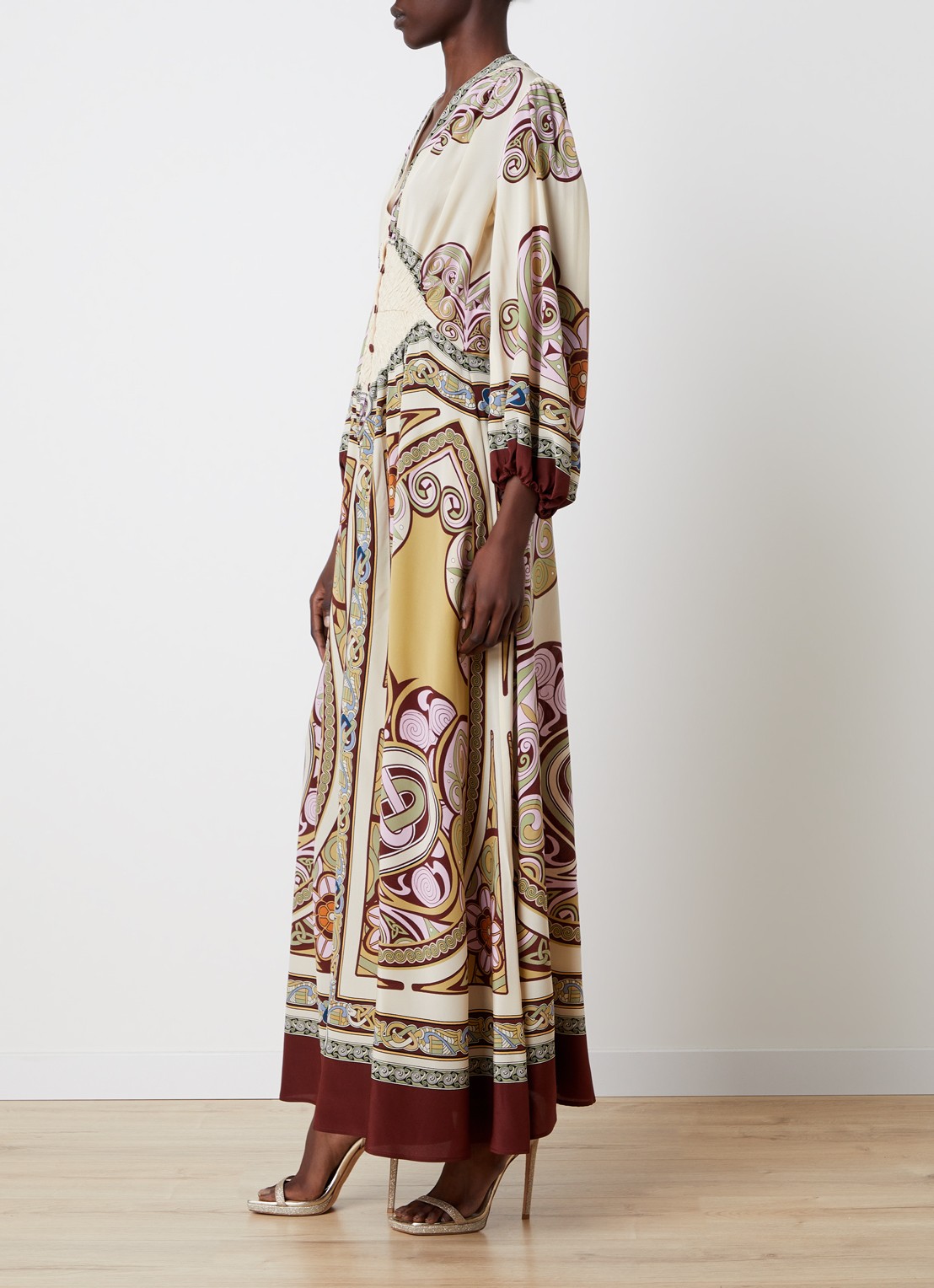 La DoubleJ Maxi jurk met print - voorkant 5 gebroken wit