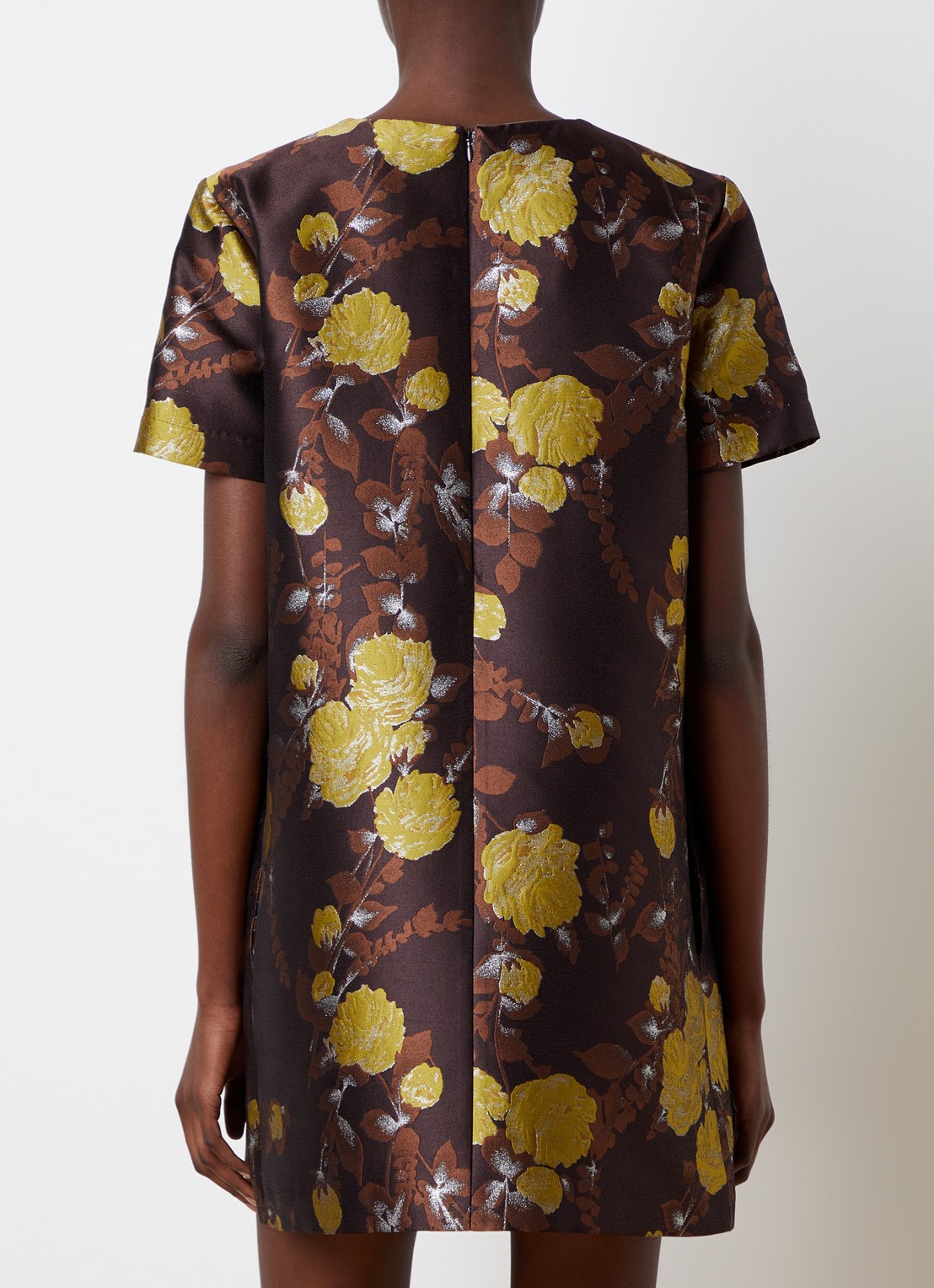 La DoubleJ Mini jurk met ingebreid print - achterkant bruin