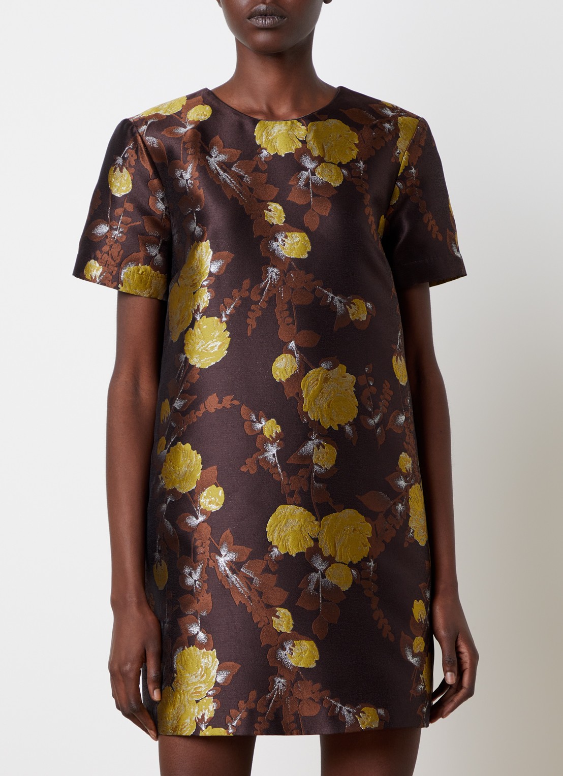 La DoubleJ Mini jurk met ingebreid print - detail 2 bruin