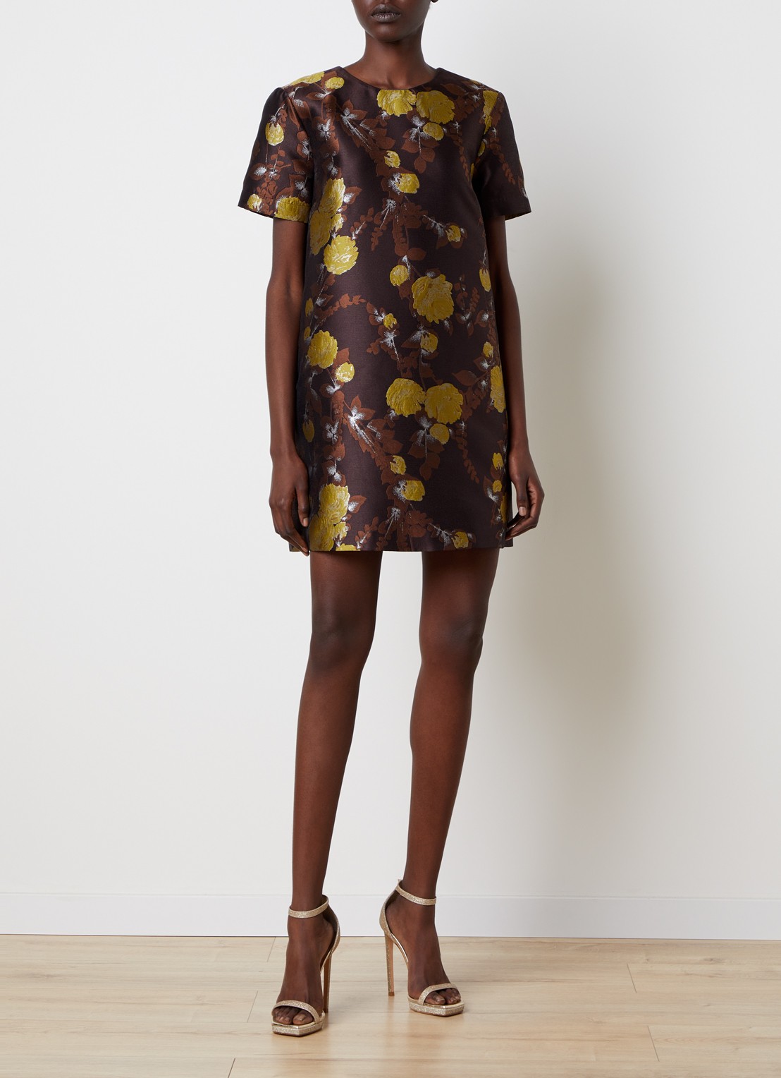 La DoubleJ Mini jurk met ingebreid print - voorkant 5 bruin