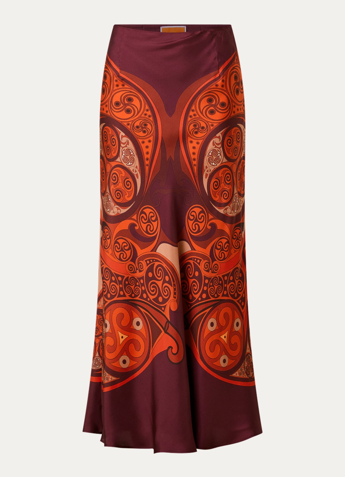 La DoubleJ Sleek maxi rok van zijde met print - voorkant 2 donkerrood