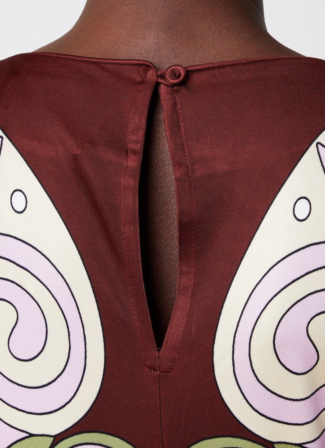 La DoubleJ Slinky Swing maxi jurk van jersey met print - detail 2 roodbruin