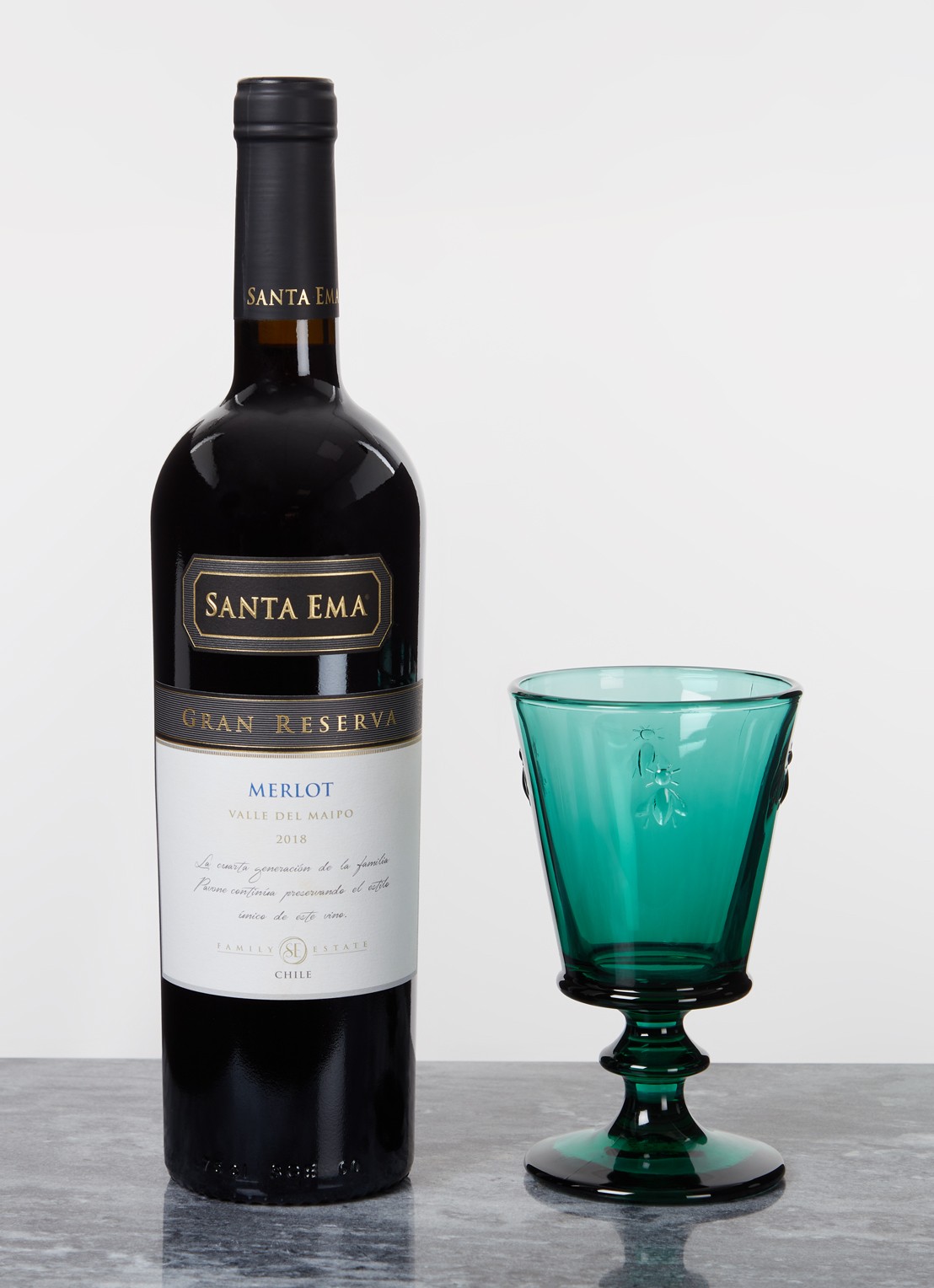 La Rochère Bee wijnglas 24 cl - voorkant 2 donkergroen