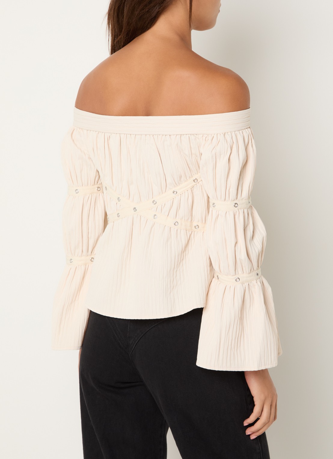 Laagam Addison off shoulder top met ruches - achterkant ivoor