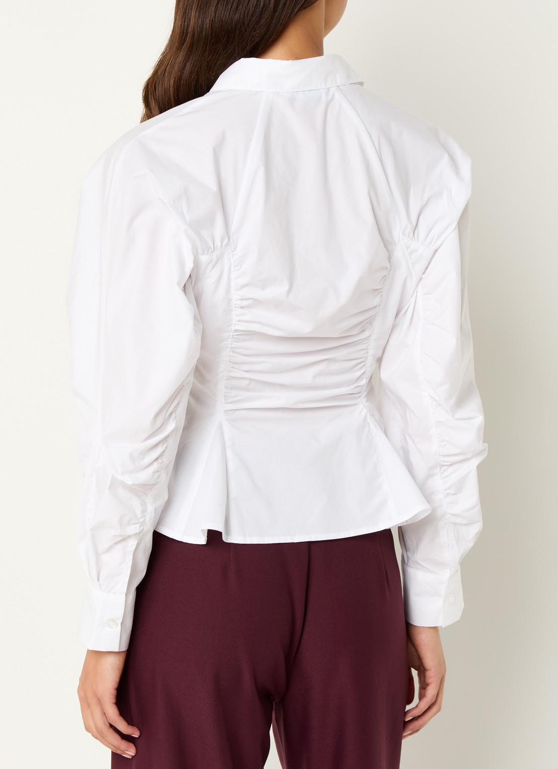 Laagam Blouse met plooidetail - achterkant 4 wit