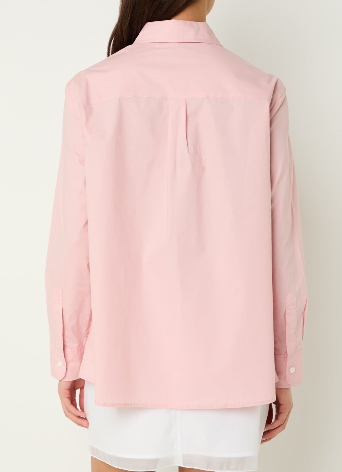 Laagam Boyfriend blouse met asymmetrische zoom - achterkant lichtroze