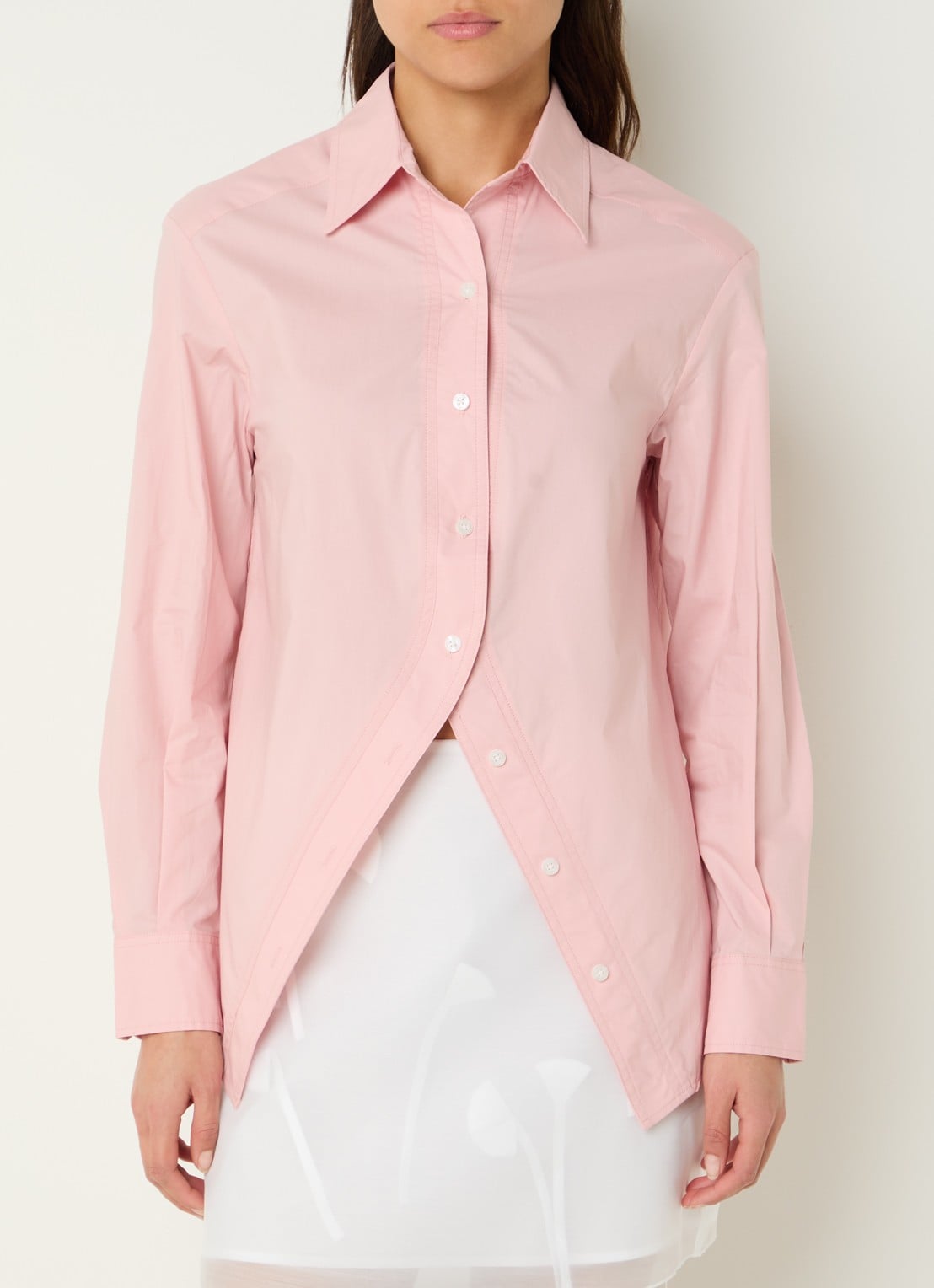 Laagam Boyfriend blouse met asymmetrische zoom - detail 2 lichtroze