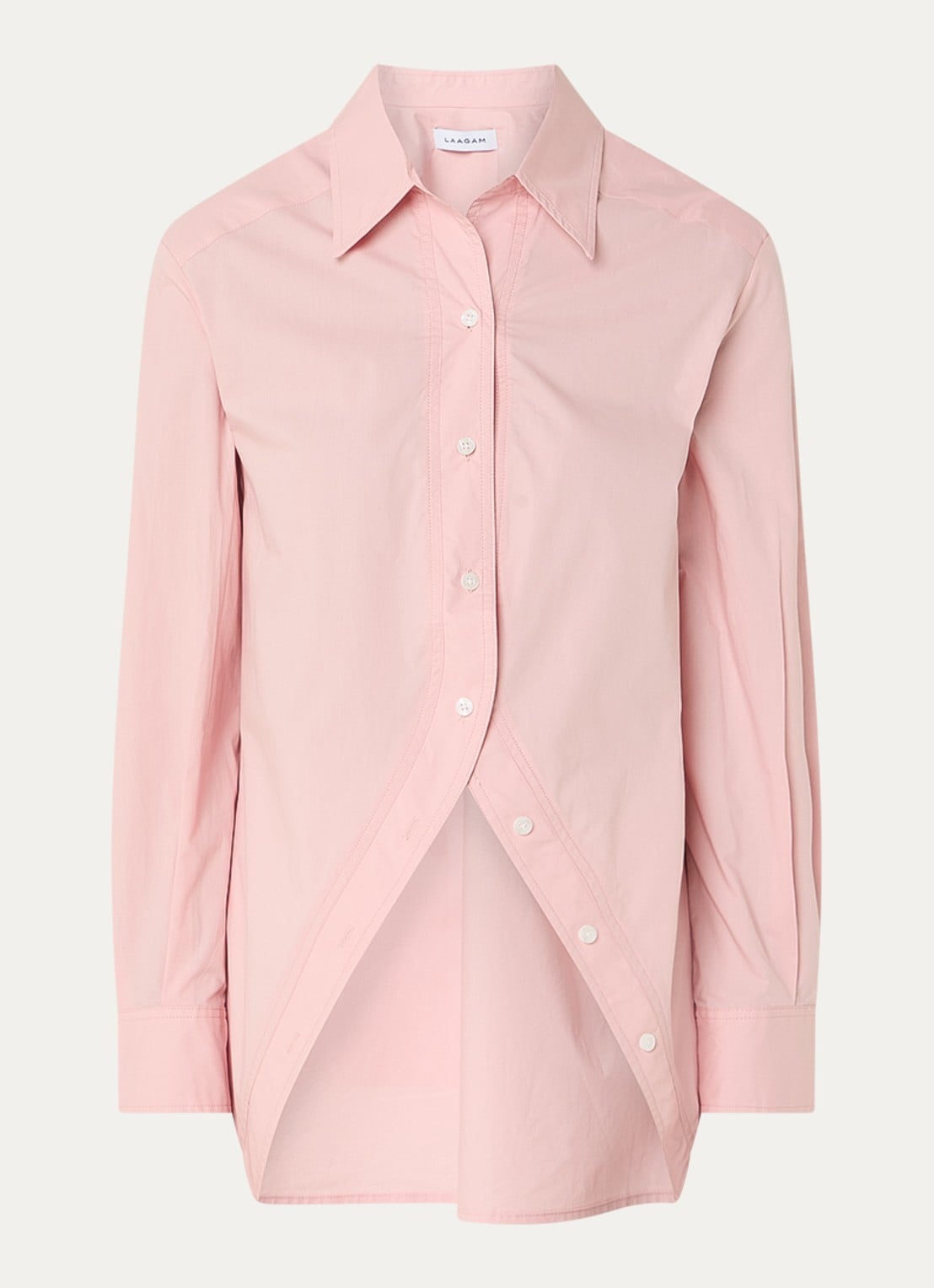 Laagam Boyfriend blouse met asymmetrische zoom - voorkant 3 lichtroze