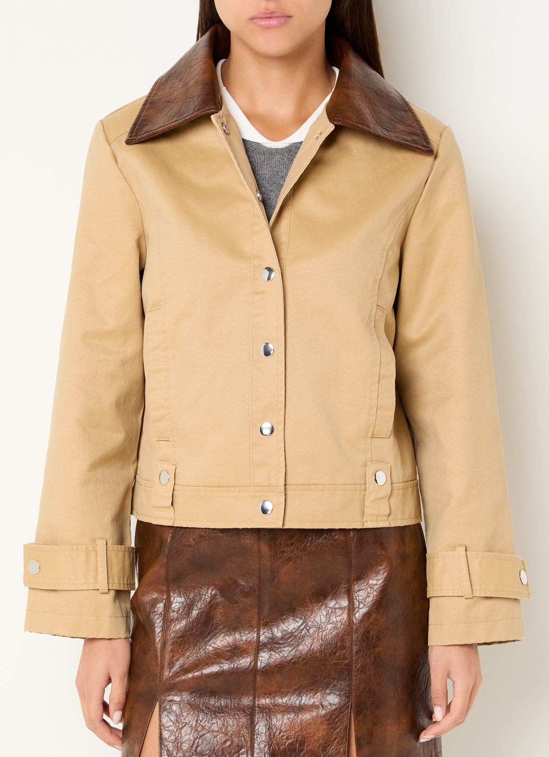 Laagam Braidy jack met steekzakken - detail 4 beige