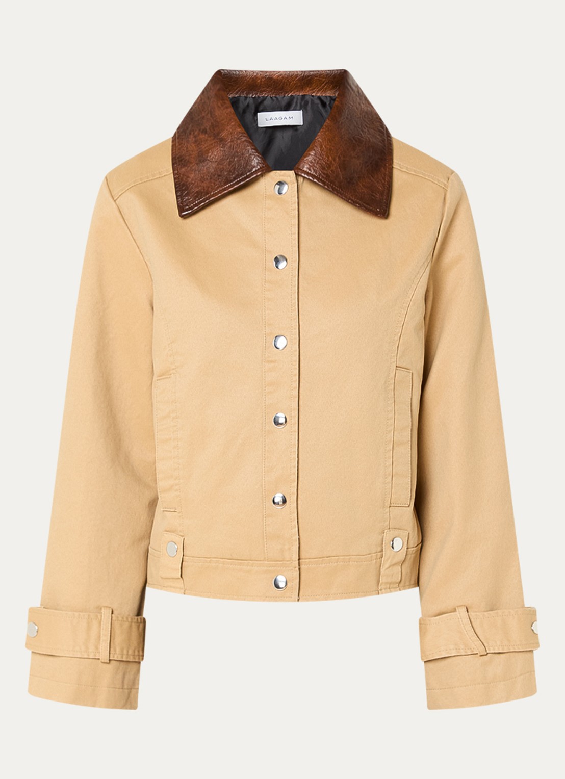 Laagam Braidy jack met steekzakken - voorkant beige