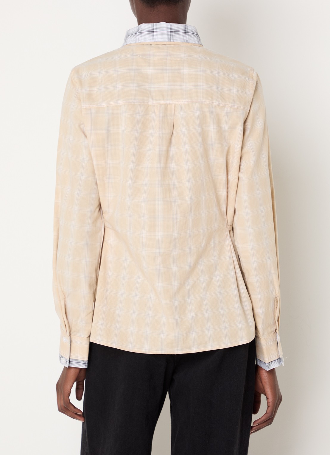Laagam Chappel blouse met gestrikt detail en ruitdessin - achterkant beige