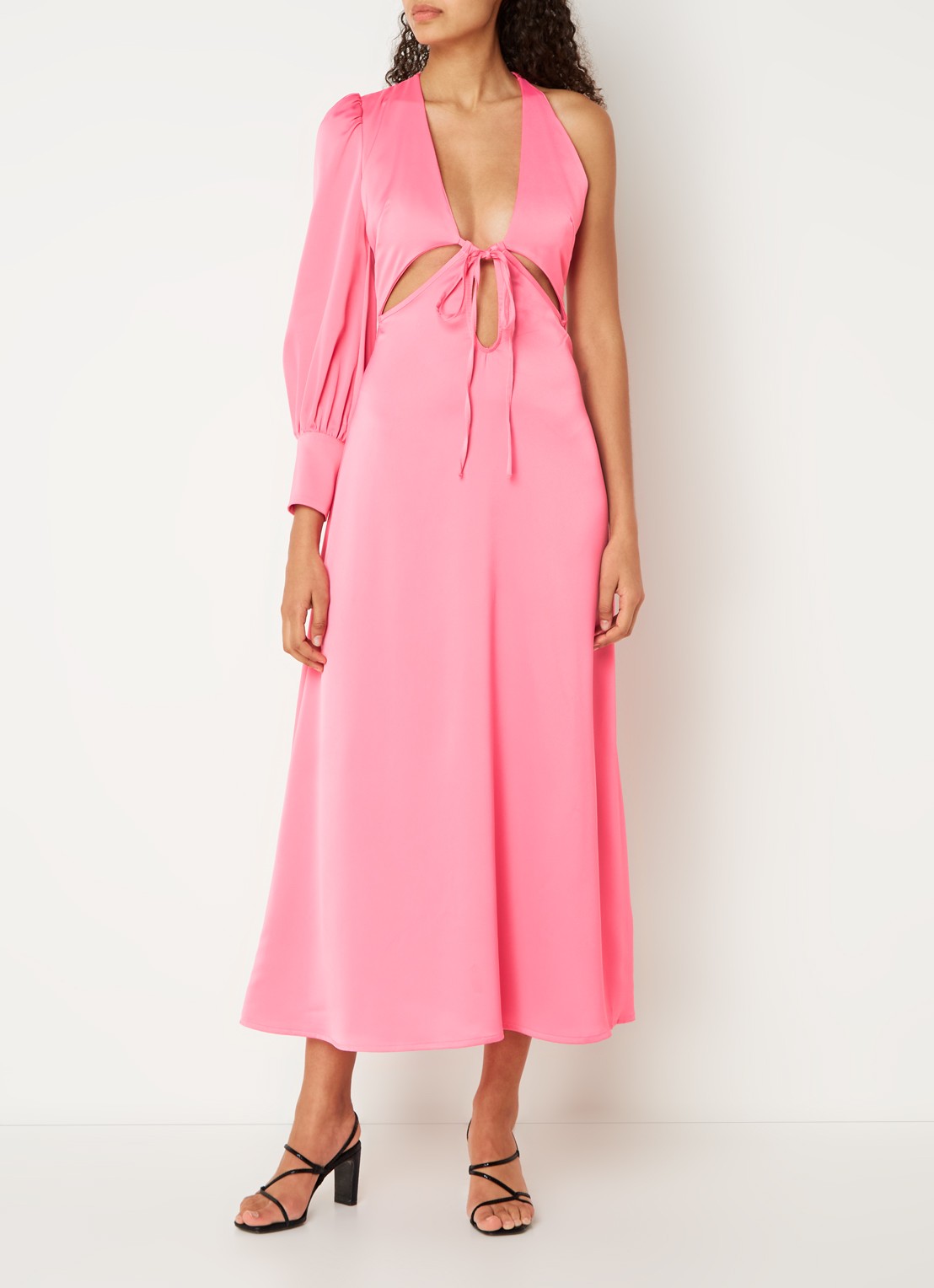 Laagam Coco maxi jurk met cut-out en strikdetail - achterkant roze