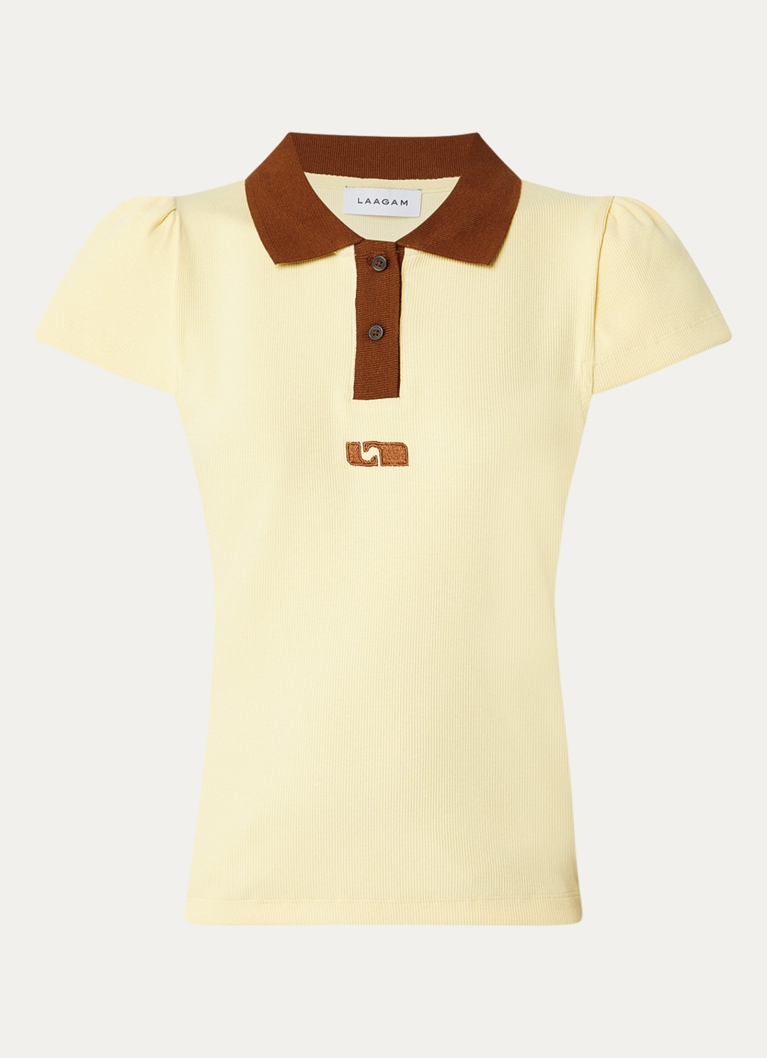 Laagam Erya polo met logo - voorkant 2 lichtgeel
