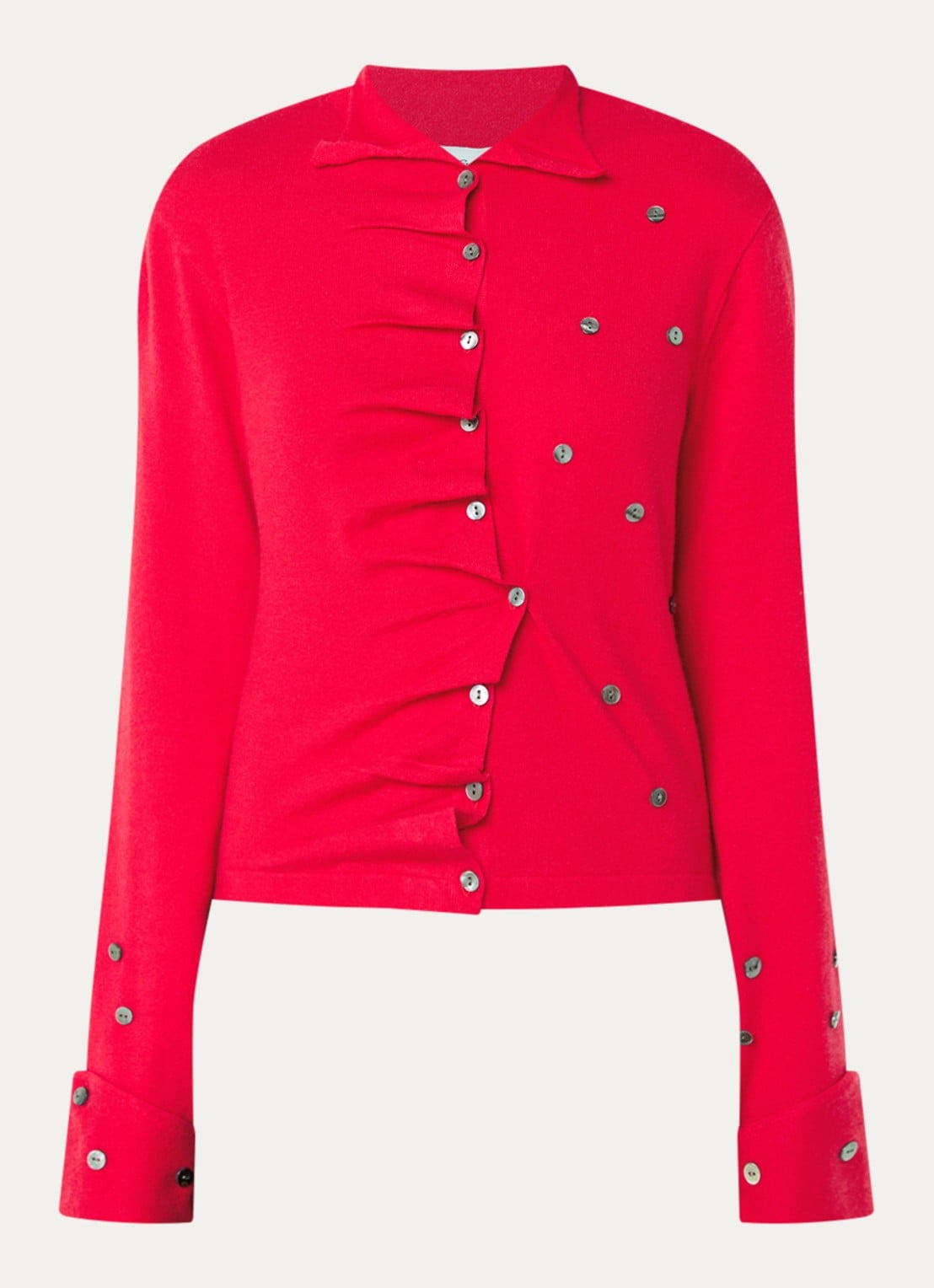 Laagam Fia fijngebreid vest met knoopdetail - voorkant 2 rood