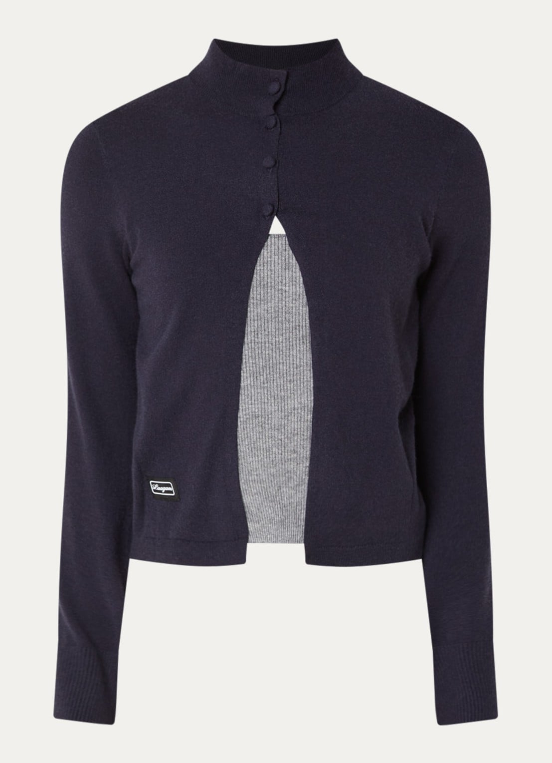 Laagam Halsey fijngebreid vest met col - voorkant 3 donkerblauw