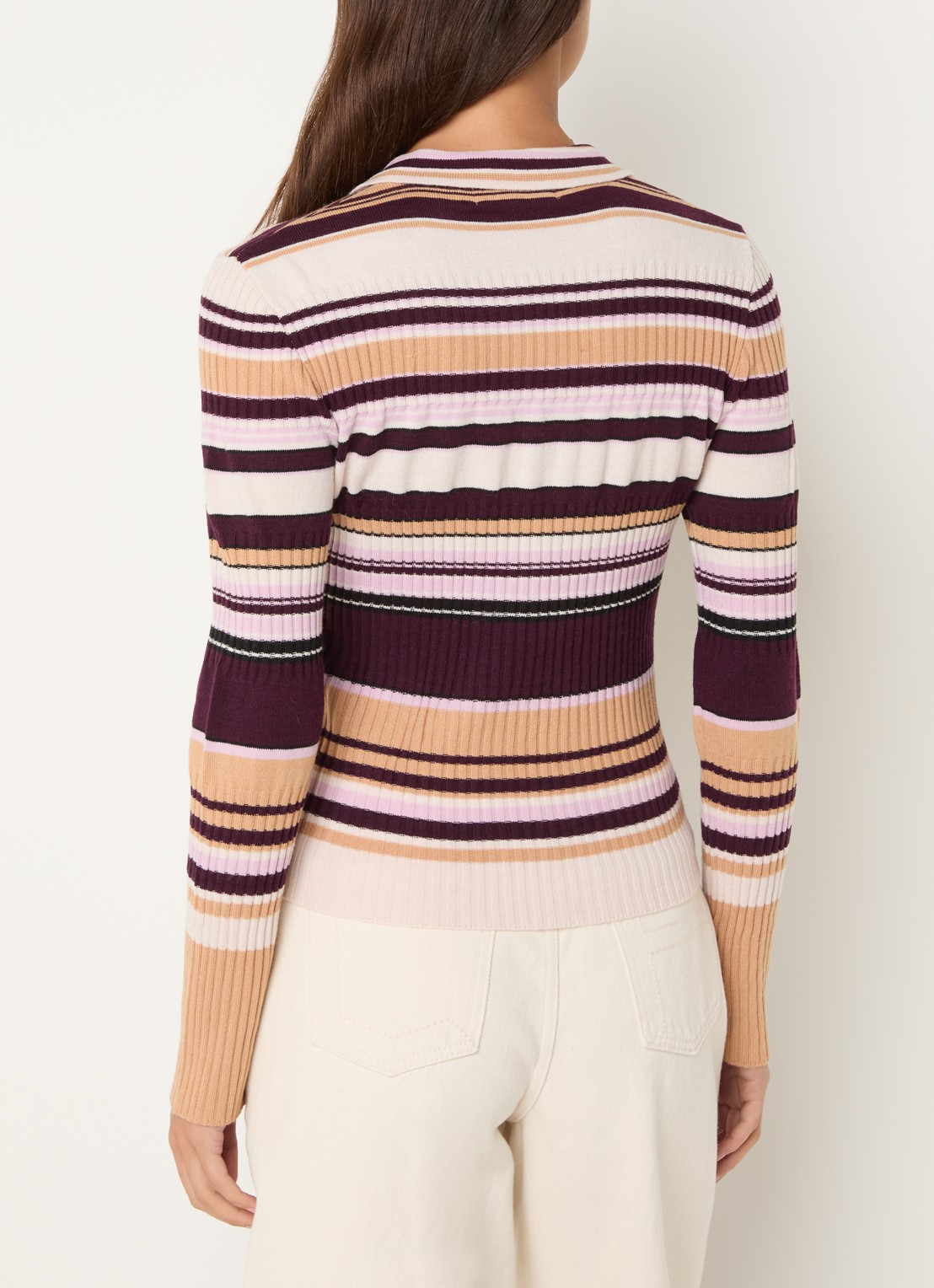 Laagam Ilyana polo met streepprint - achterkant 3 aubergine