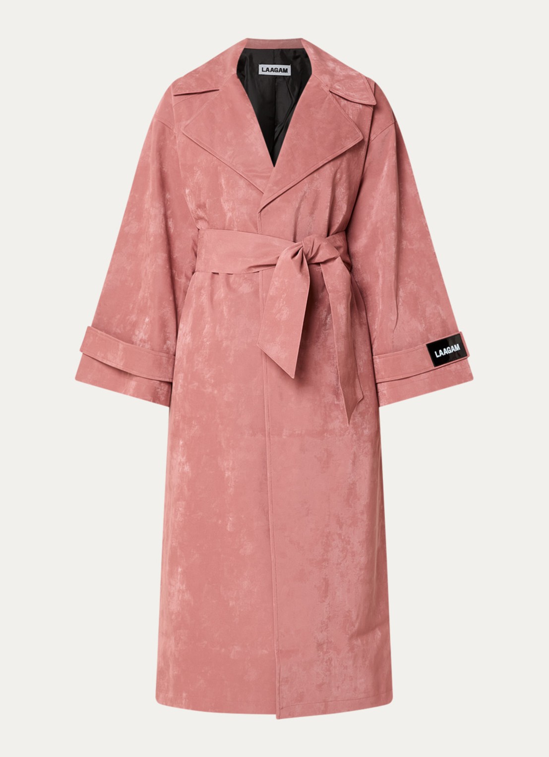 Laagam Janina trenchcoat met strikceintuur - voorkant 3 oudroze