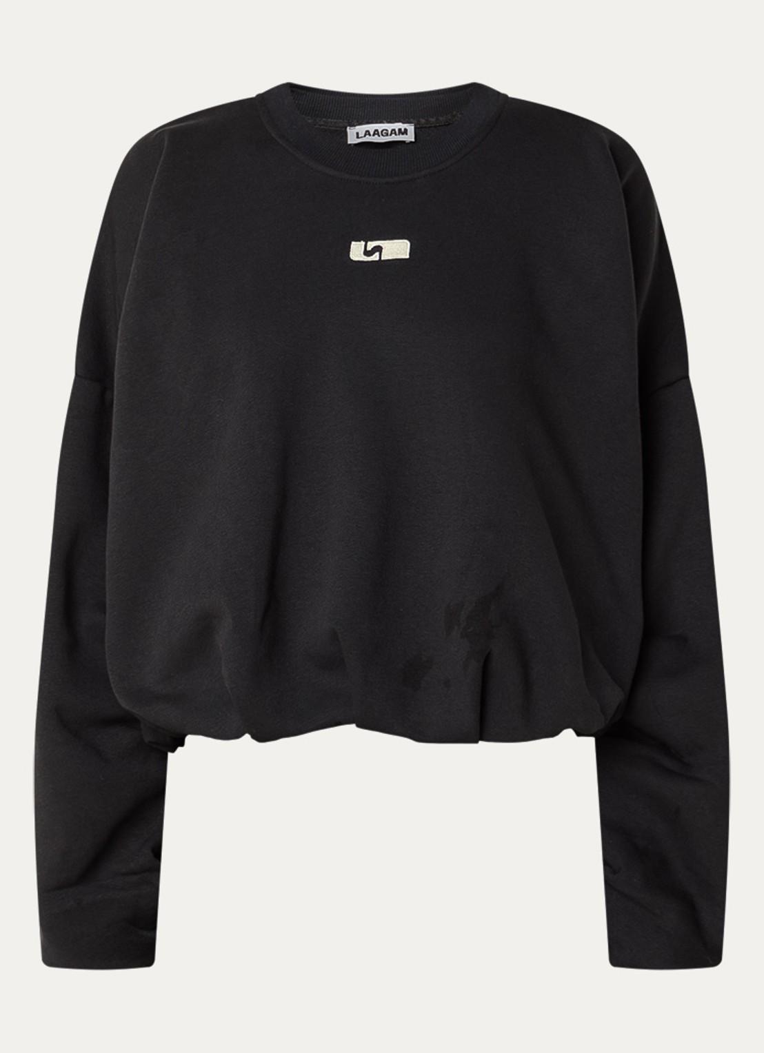 Laagam Kelly sweater met logoborduring - voorkant zwart
