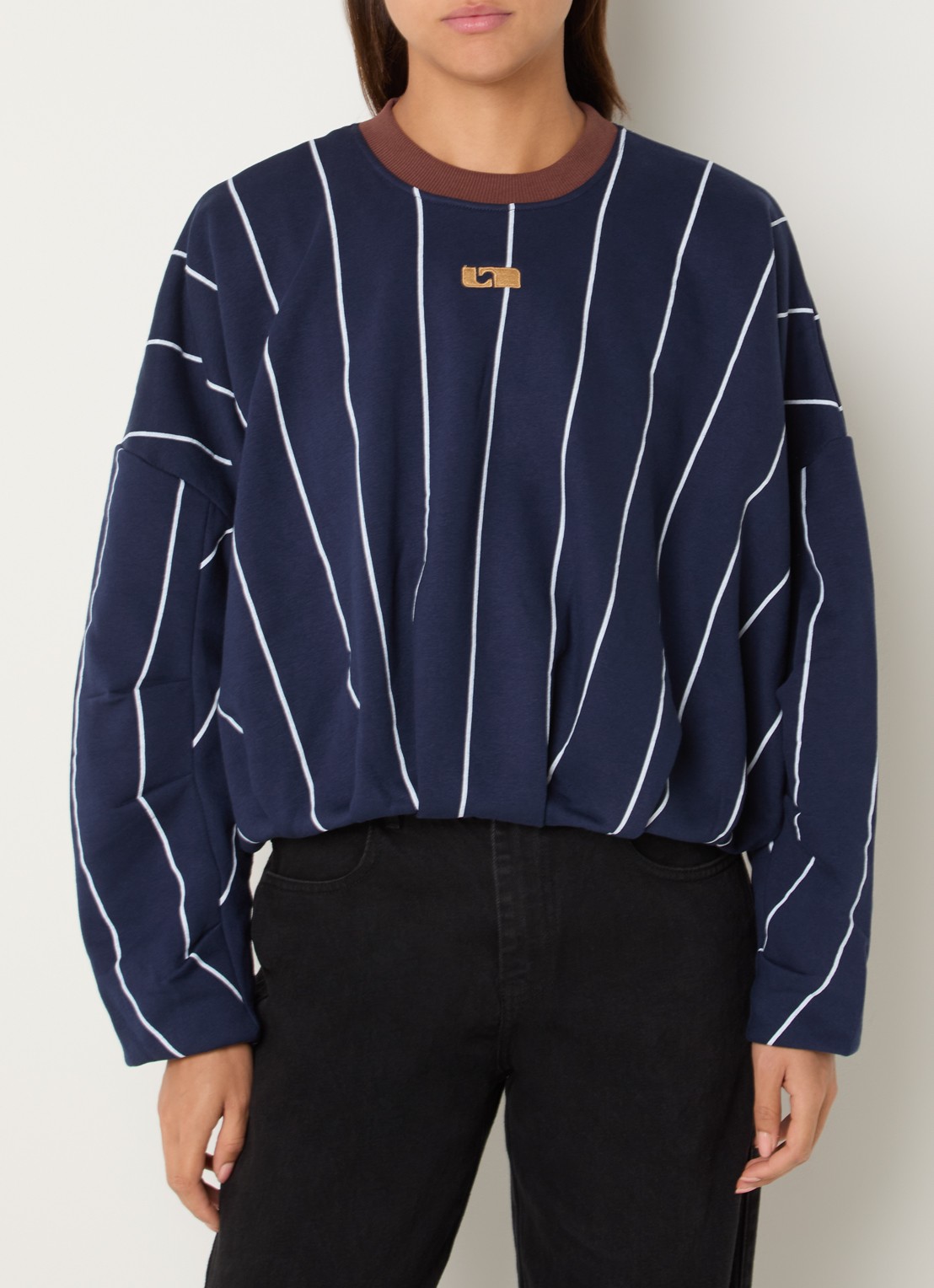 Laagam Kelly sweater met streepprint - detail 3 donkerblauw
