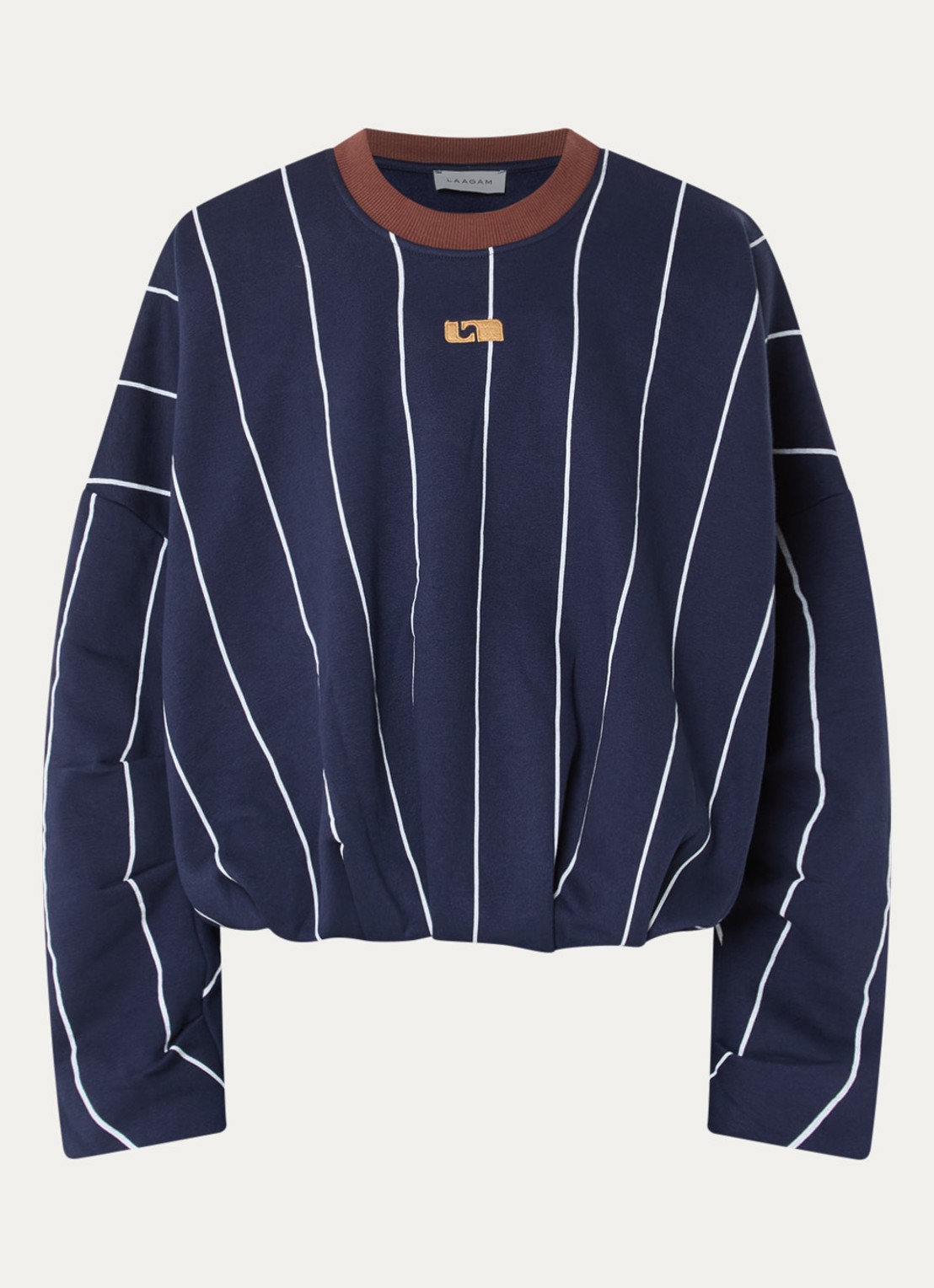 Laagam Kelly sweater met streepprint - voorkant donkerblauw