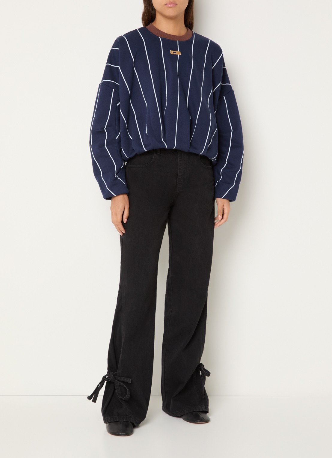 Laagam Kelly sweater met streepprint - voorkant 2 donkerblauw