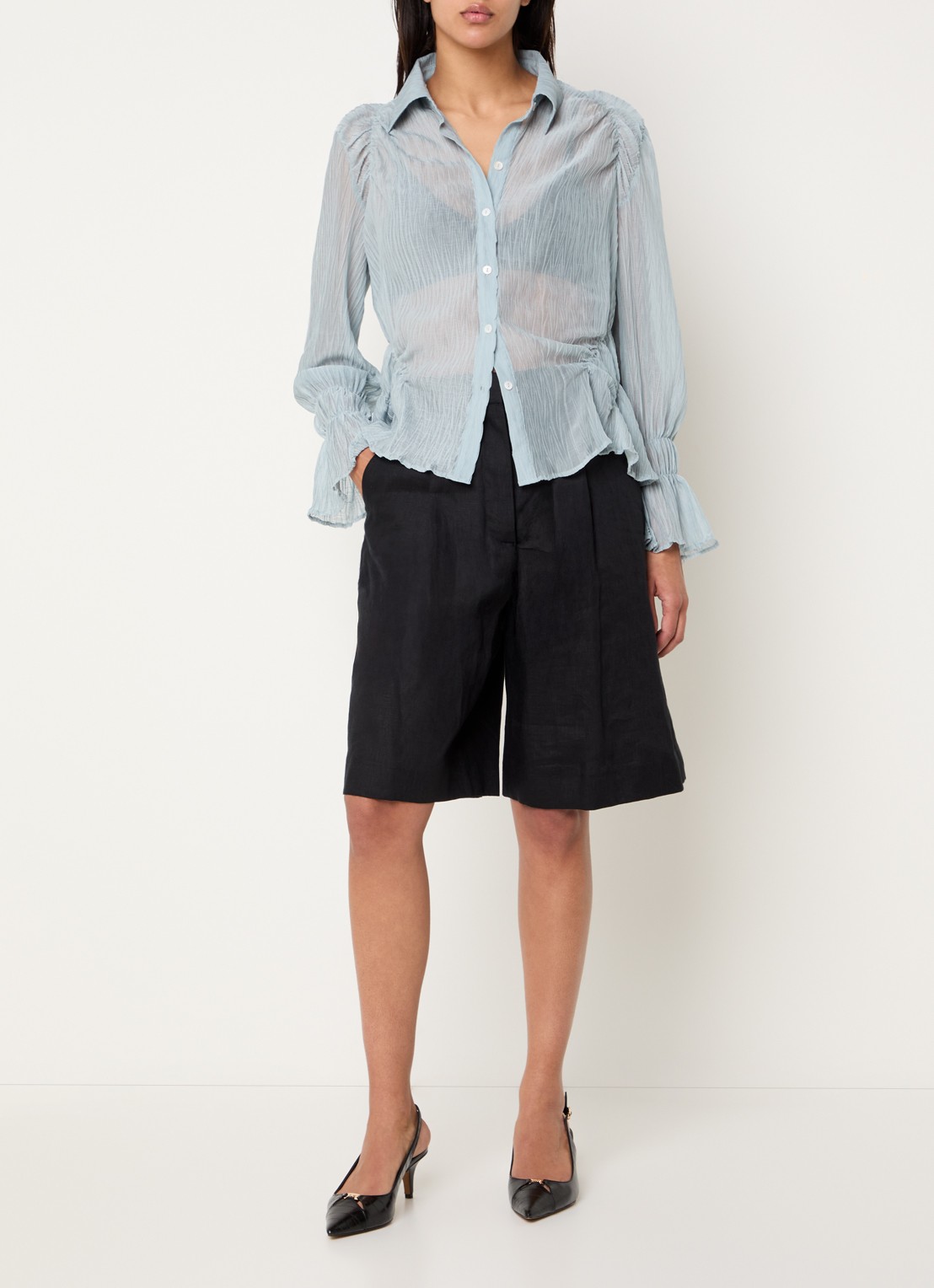 Laagam Naelia blouse met structuur - voorkant 4 mint