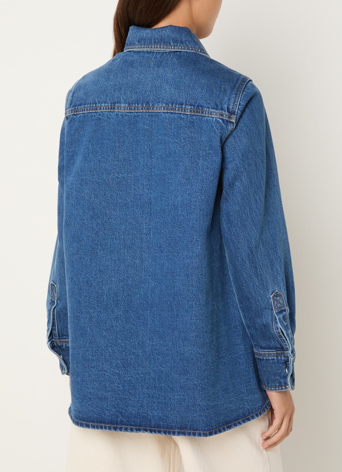 Laagam No Boyfriend blouse van denim met opgestikte zakken - achterkant 3 indigo