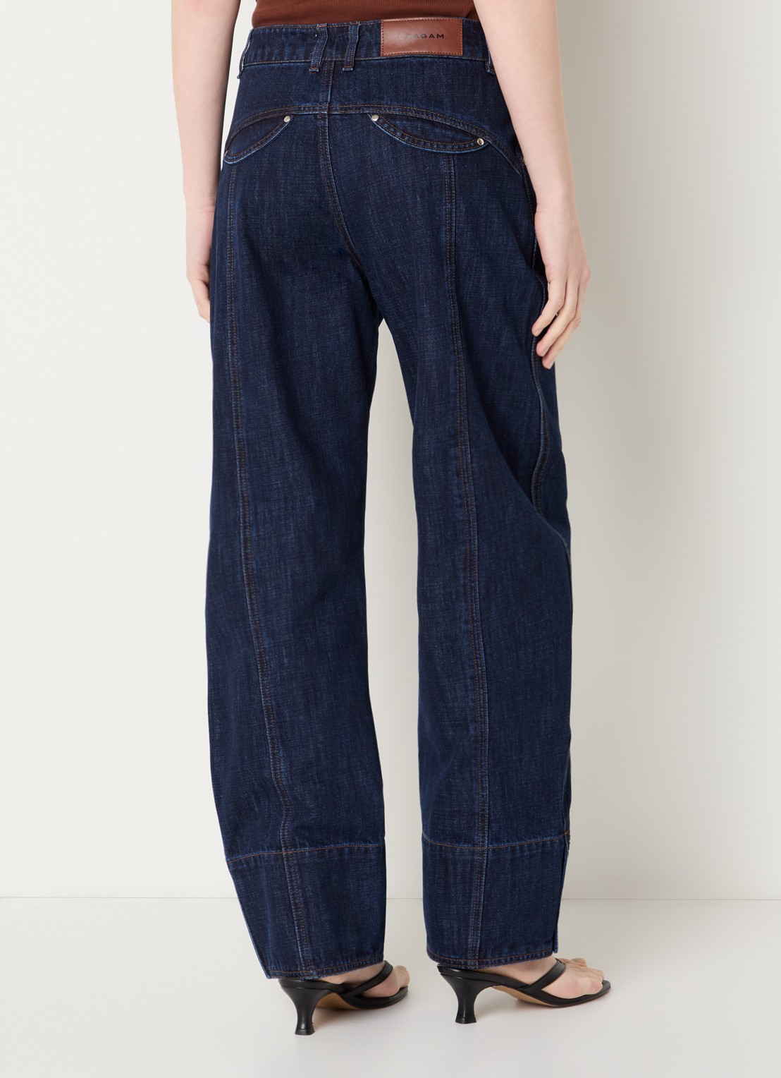 Laagam Noho high waist balloon fit jeans met donkere wassing - achterkant 2 indigo