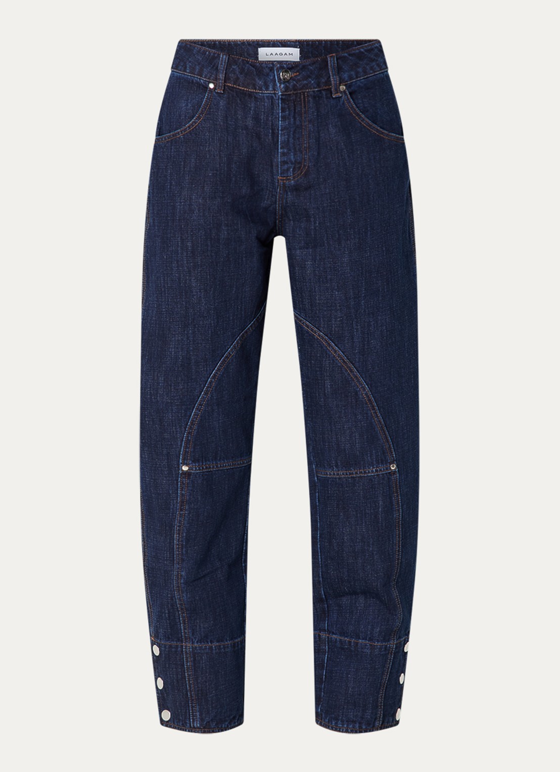 Laagam Noho high waist balloon fit jeans met donkere wassing - voorkant 3 indigo