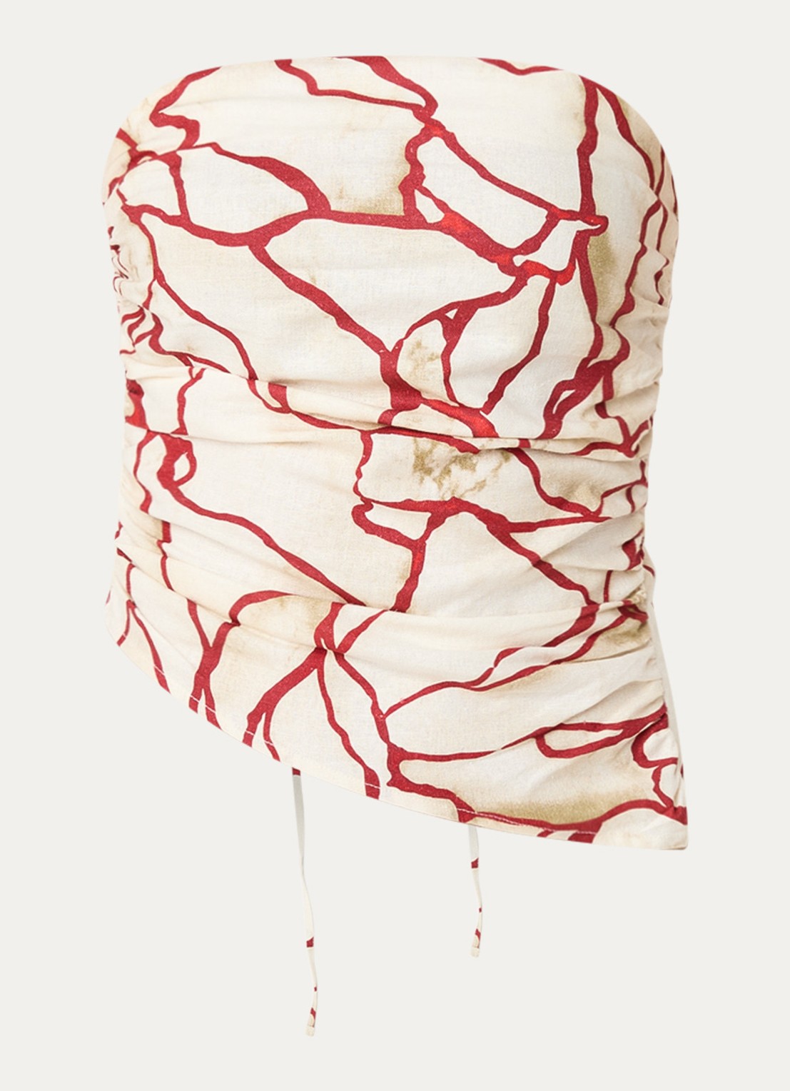 Laagam Panot strapless top in linnenblend met asymmetrische zoom - voorkant 4 creme