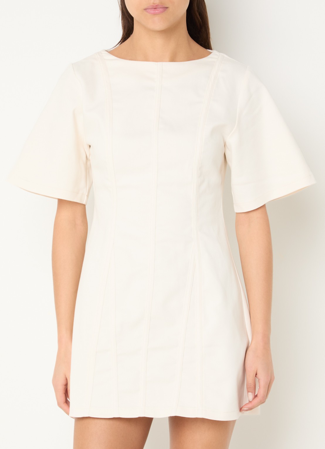 Laagam Rosette mini jurk met stretch - detail 3 gebroken wit
