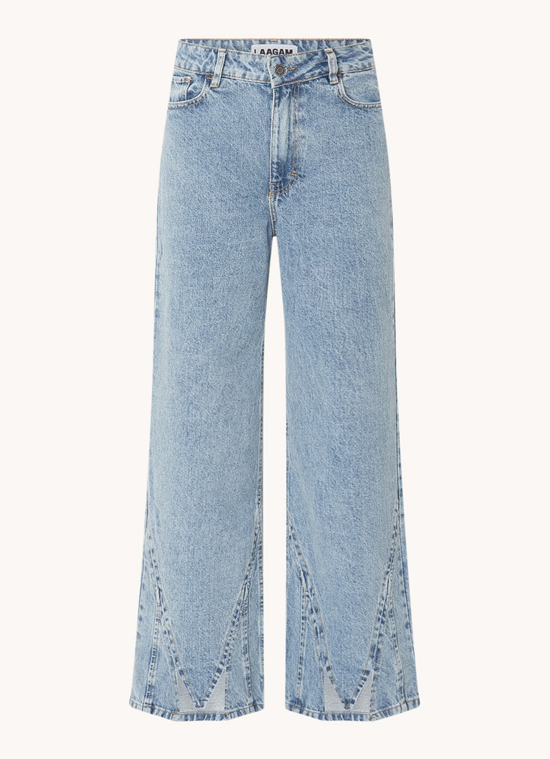 Laagam Thelma low waist wide leg jeans met medium wassing - voorkant 3 indigo