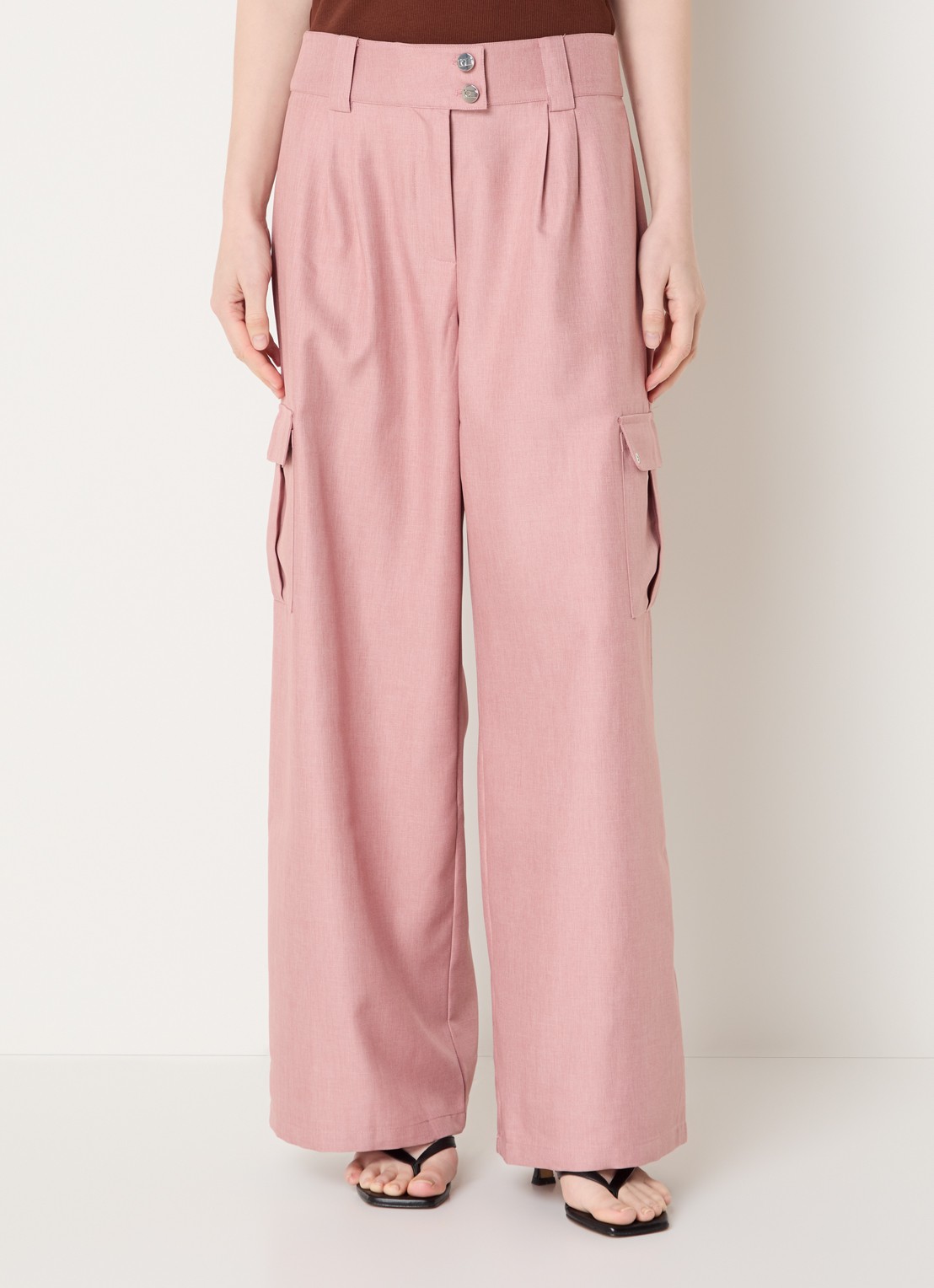 Laagam Tirsa high waist loose fit cargobroek met steekzakken - detail 3 roze