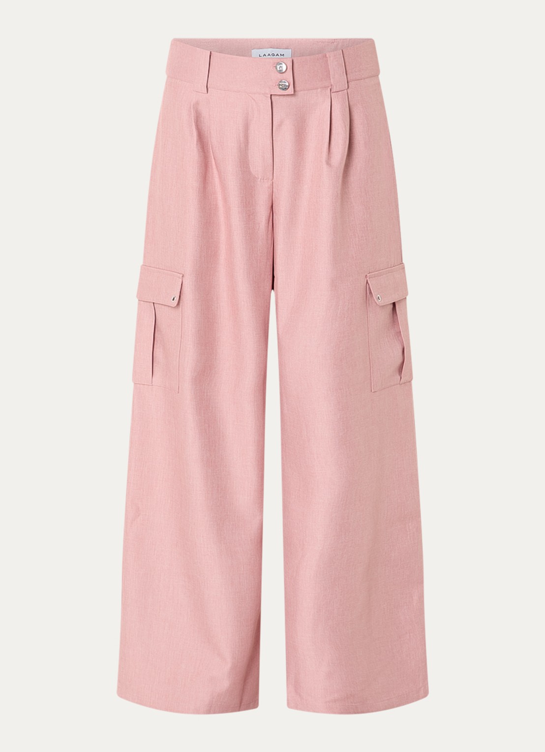 Laagam Tirsa high waist loose fit cargobroek met steekzakken - voorkant roze