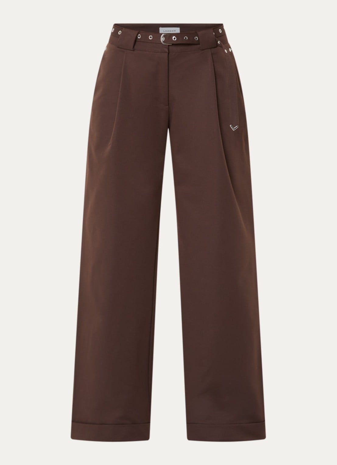 Laagam Valea high waist straight fit broek met steekzakken - voorkant bruin