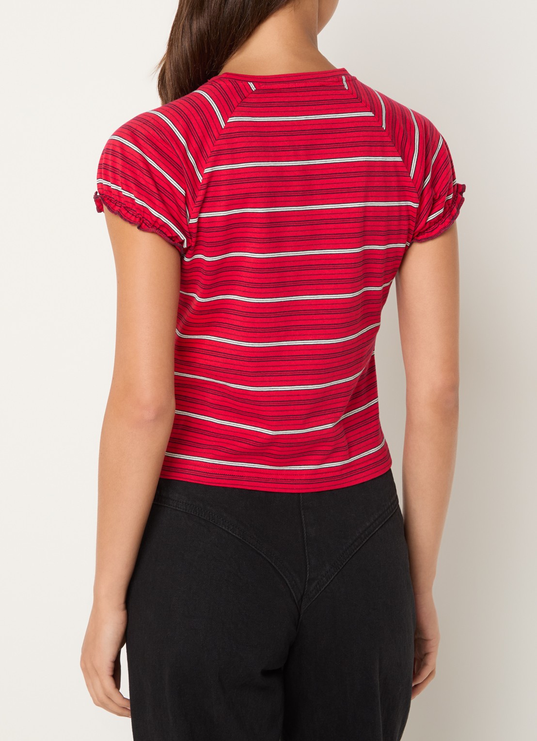 Laagam Zaira T-shirt met streepprint - achterkant 4 rood