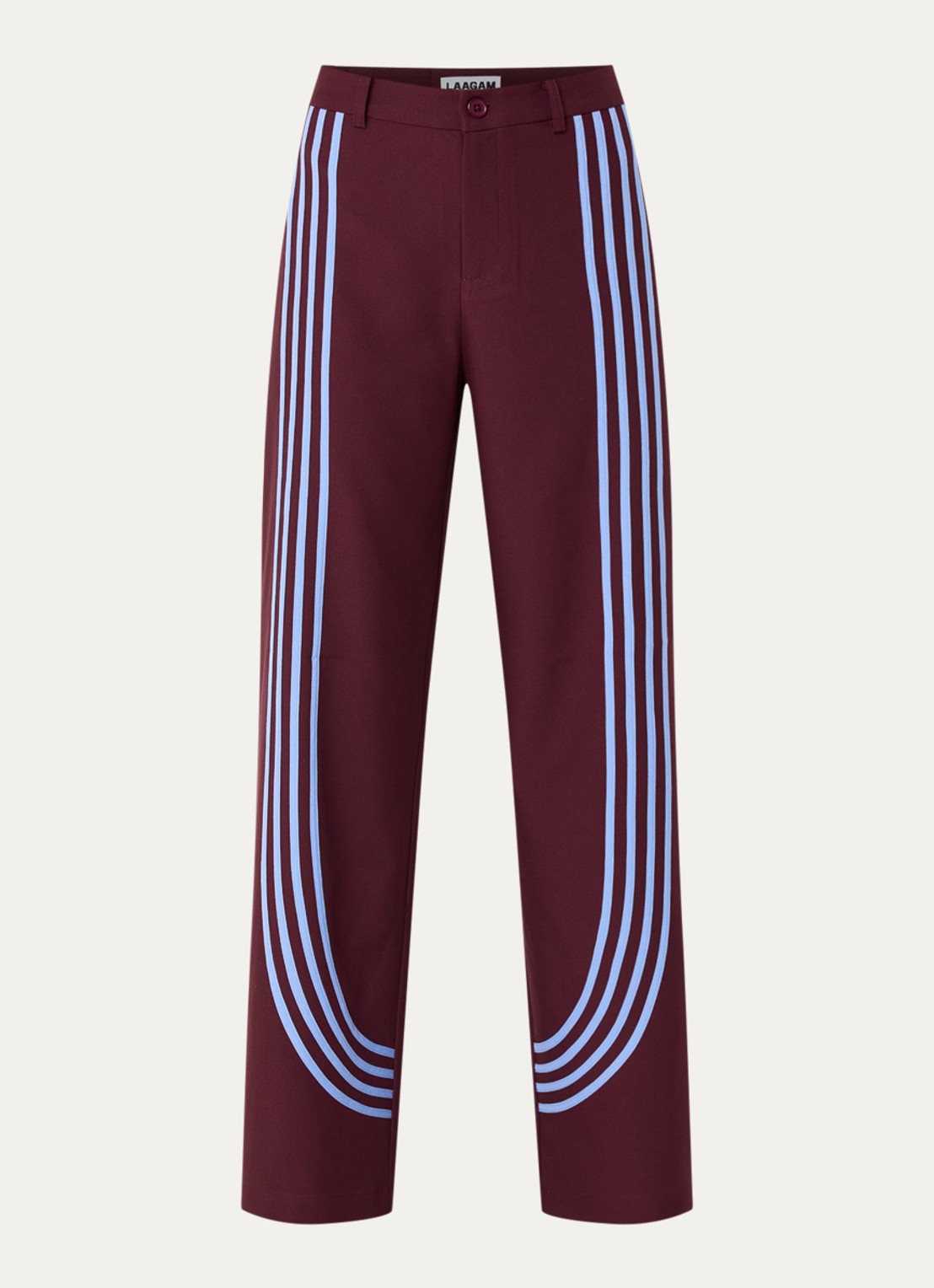 Laagam Zion high waist wide fit pantalon met stretch - voorkant 5 aubergine