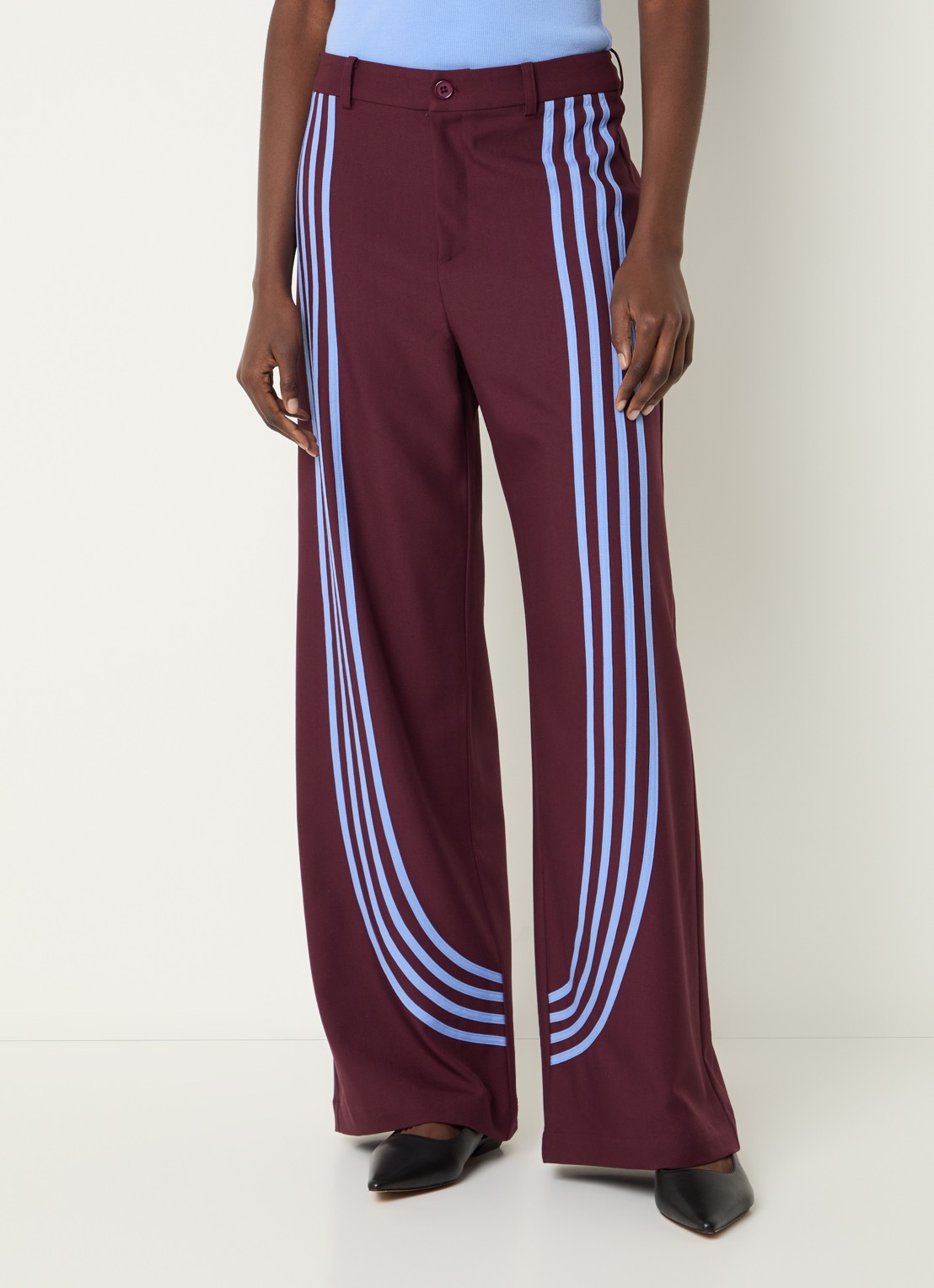 Laagam Zion high waist wide fit pantalon met stretch - detail 2 aubergine