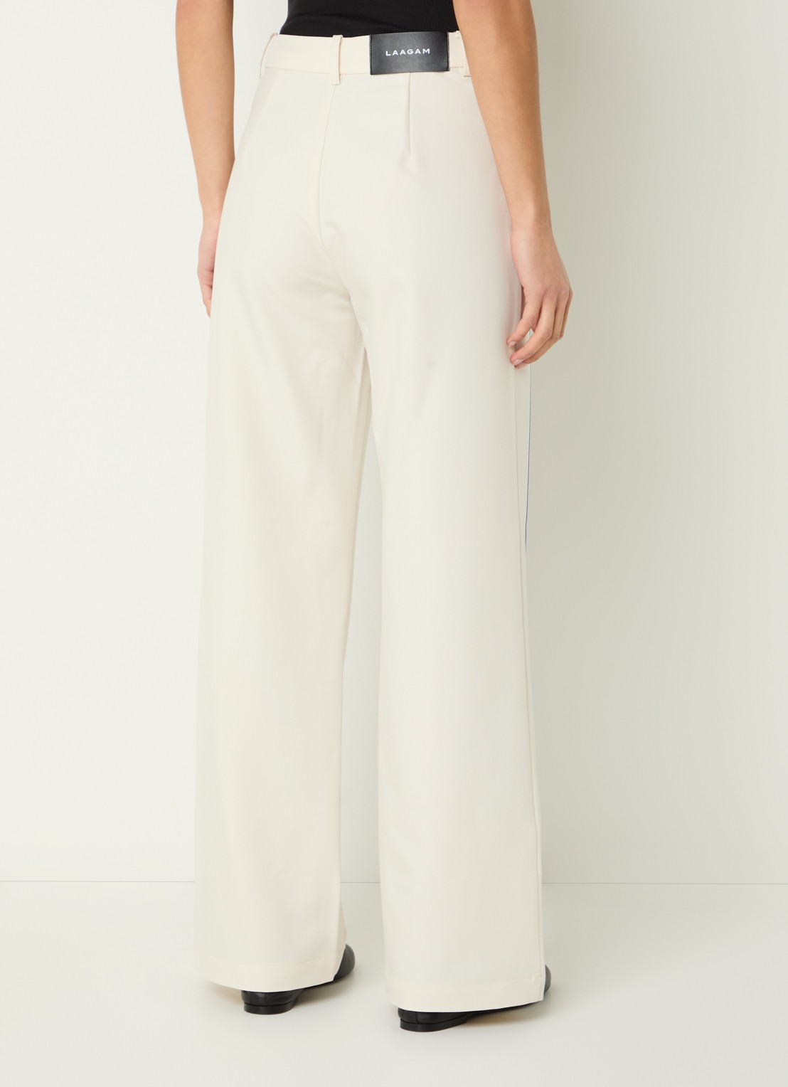Laagam Zion straight fit pantalon met streepprint - achterkant gebroken wit