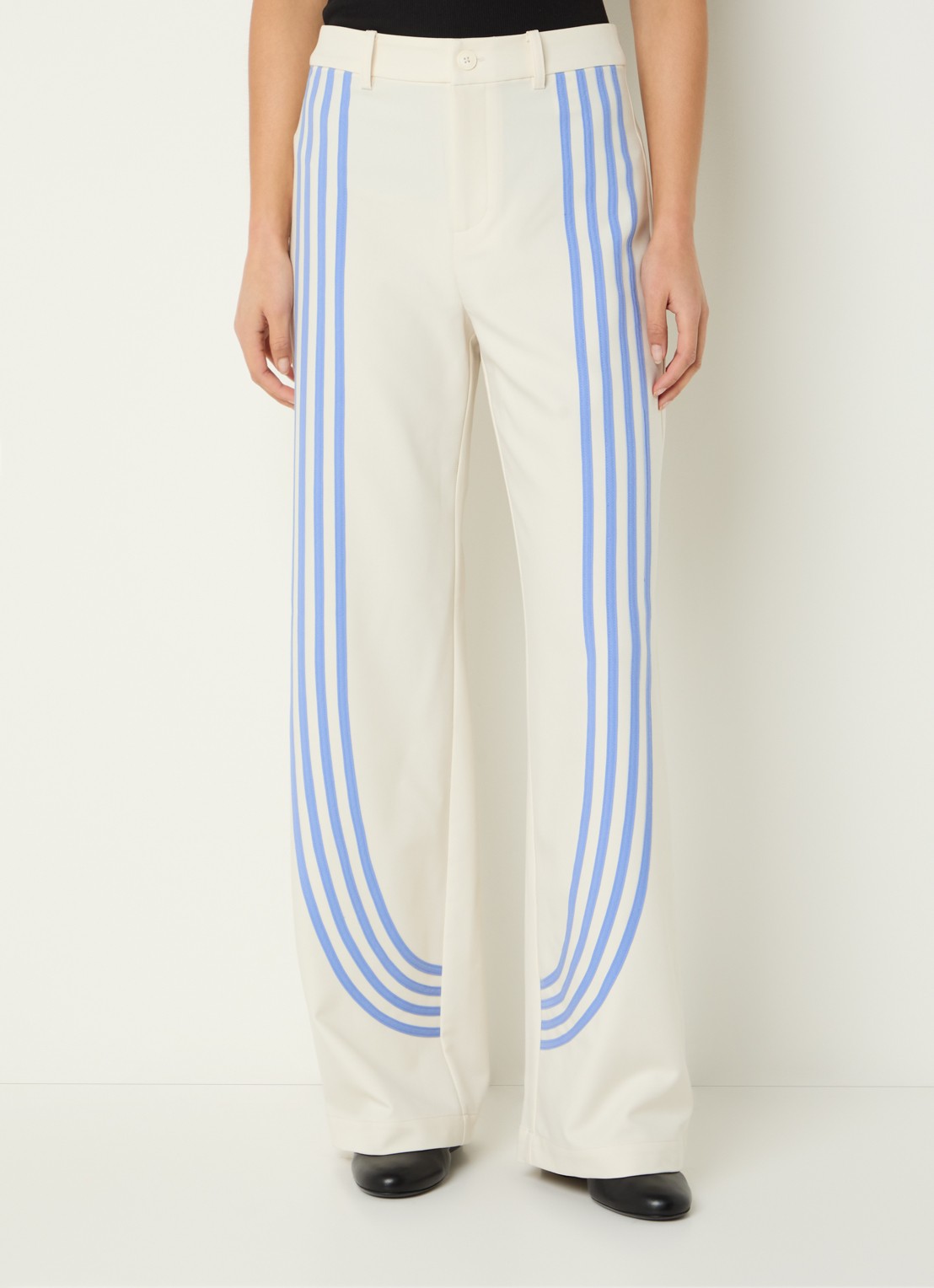 Laagam Zion straight fit pantalon met streepprint - detail 4 gebroken wit