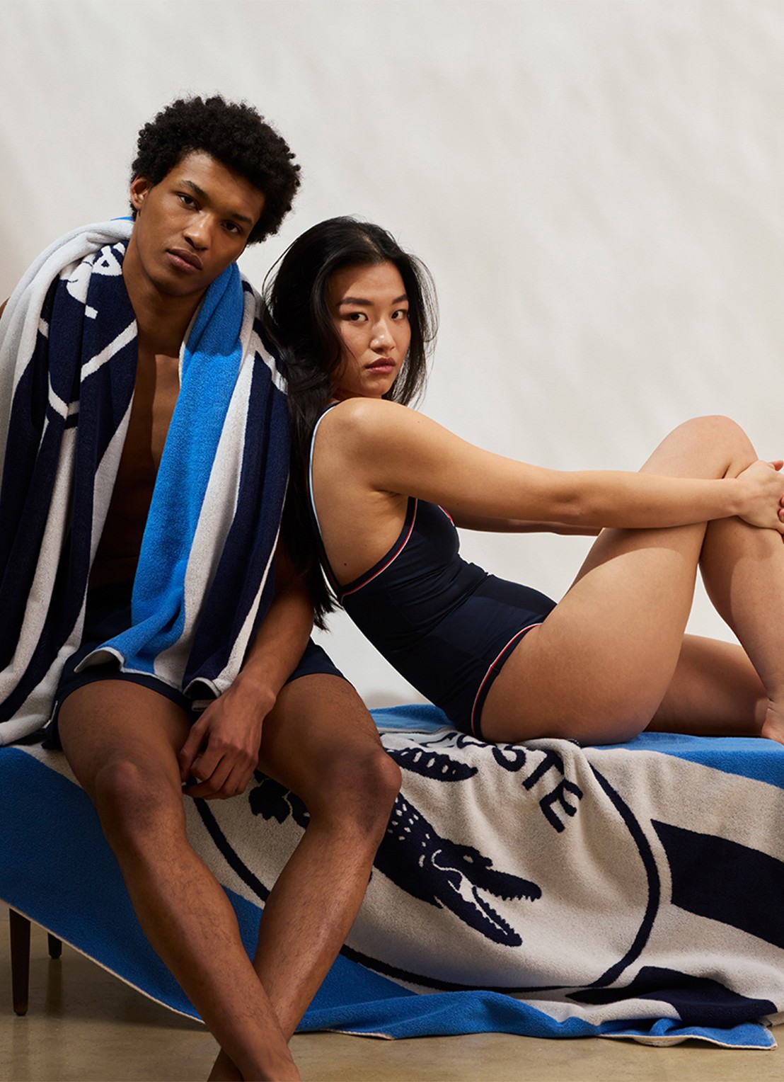 Lacoste Badlaken met logoprint 160 x 90 cm - detail 4 blauw