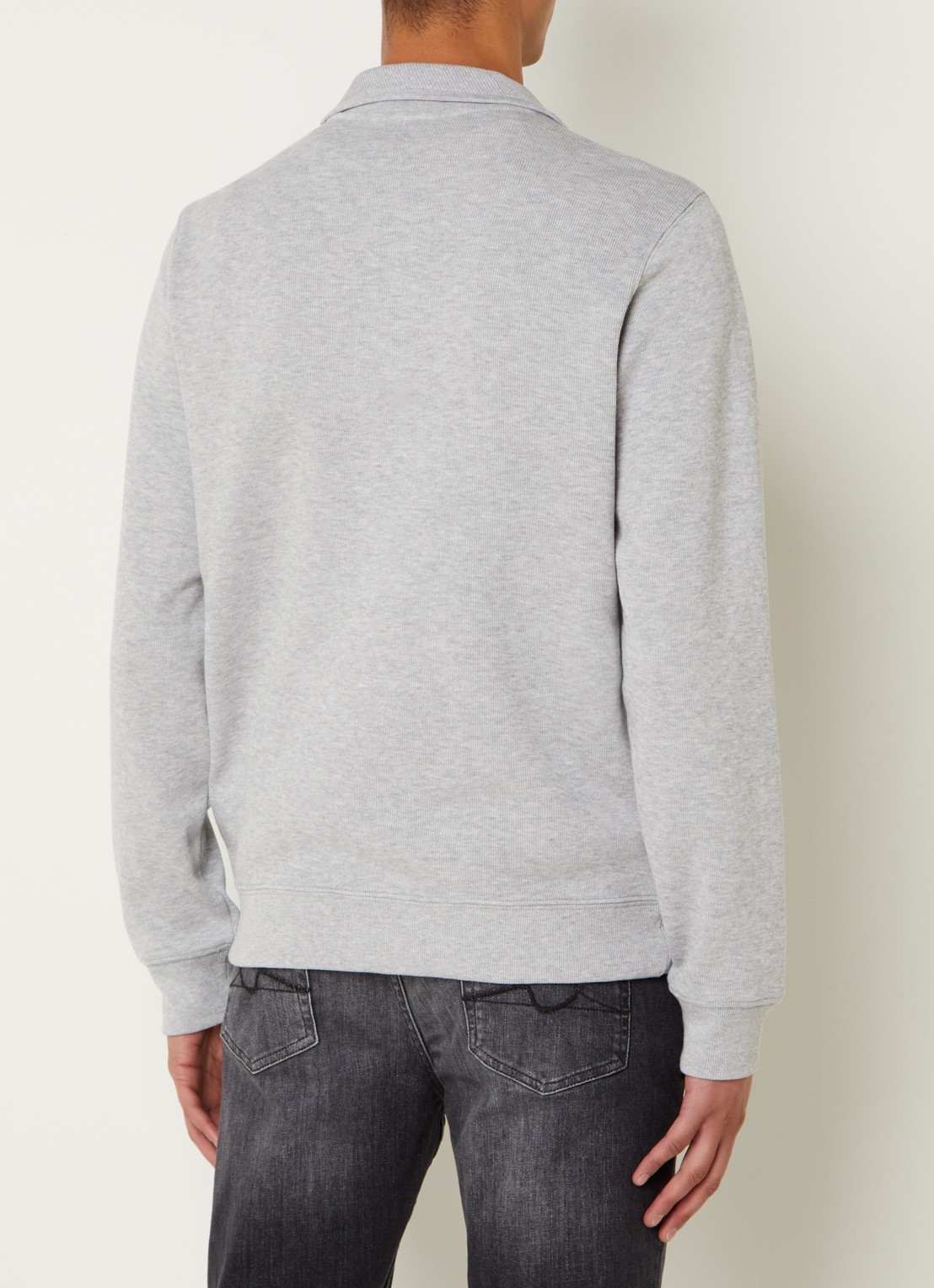 Lacoste Fijngebreide pullover met halve rits - achterkant 3 grijsmele