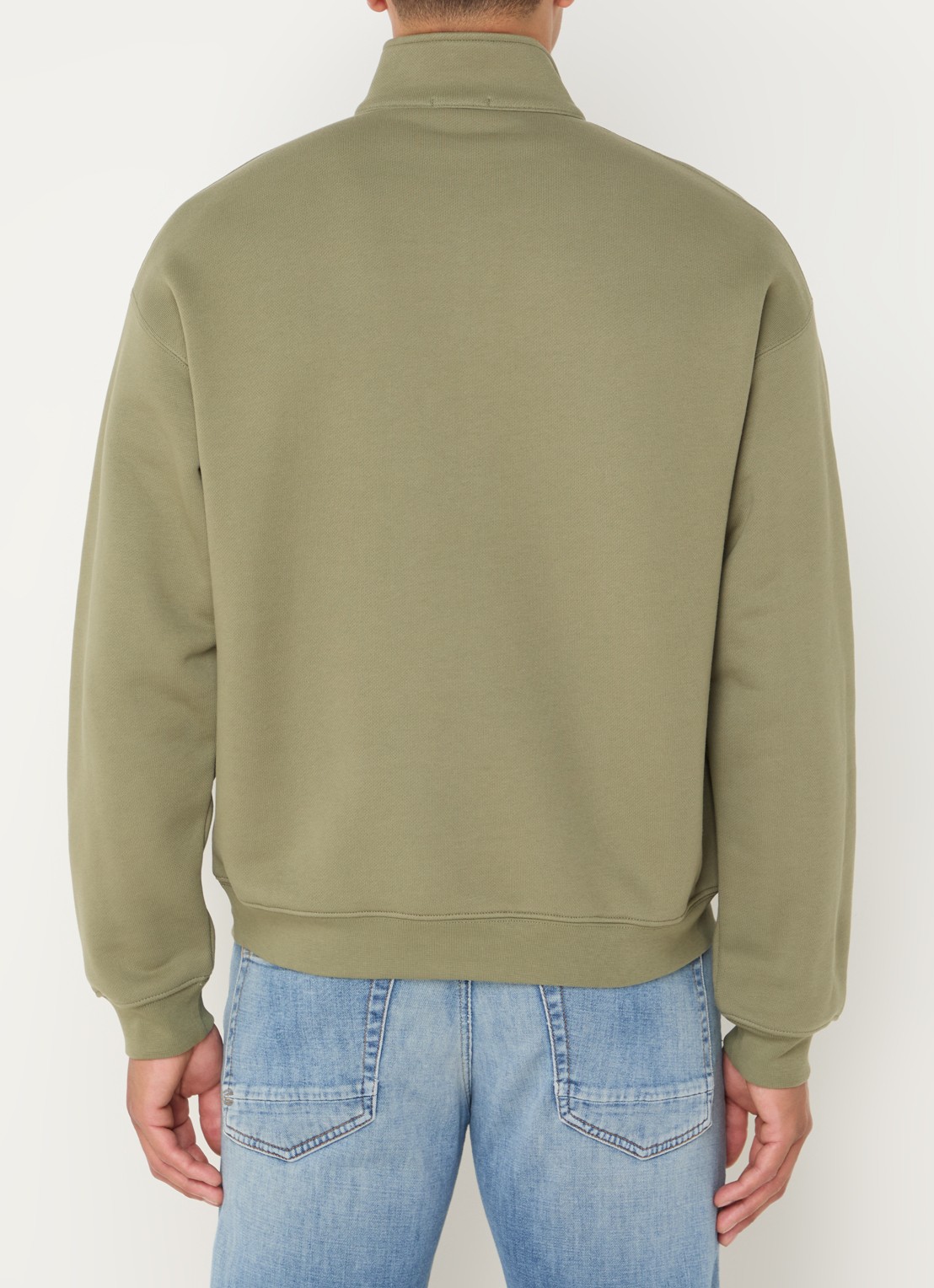 Lacoste Fijngebreide pullover met halve rits - achterkant mosgroen