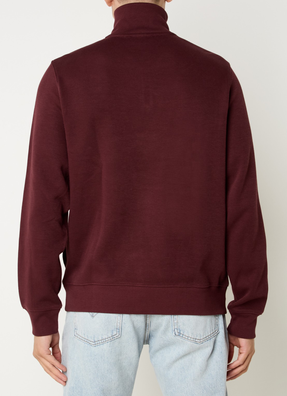 Lacoste Fijngebreide pullover met halve rits - achterkant 2 donkerbruin