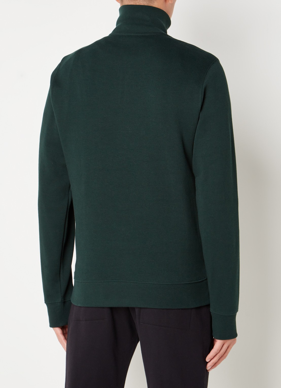 Lacoste Fijngebreide pullover met halve rits - detail 7 donkergroen